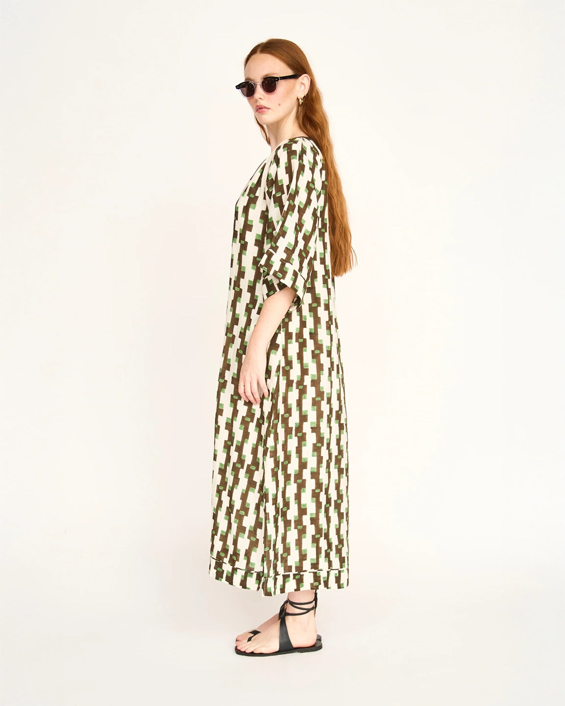 Mirth Faro Caftan in Chocolate Mint Hopscotch