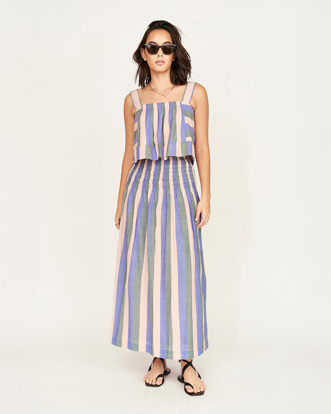 Mirth Savannah Smocked Skirt in Carnival Stripe