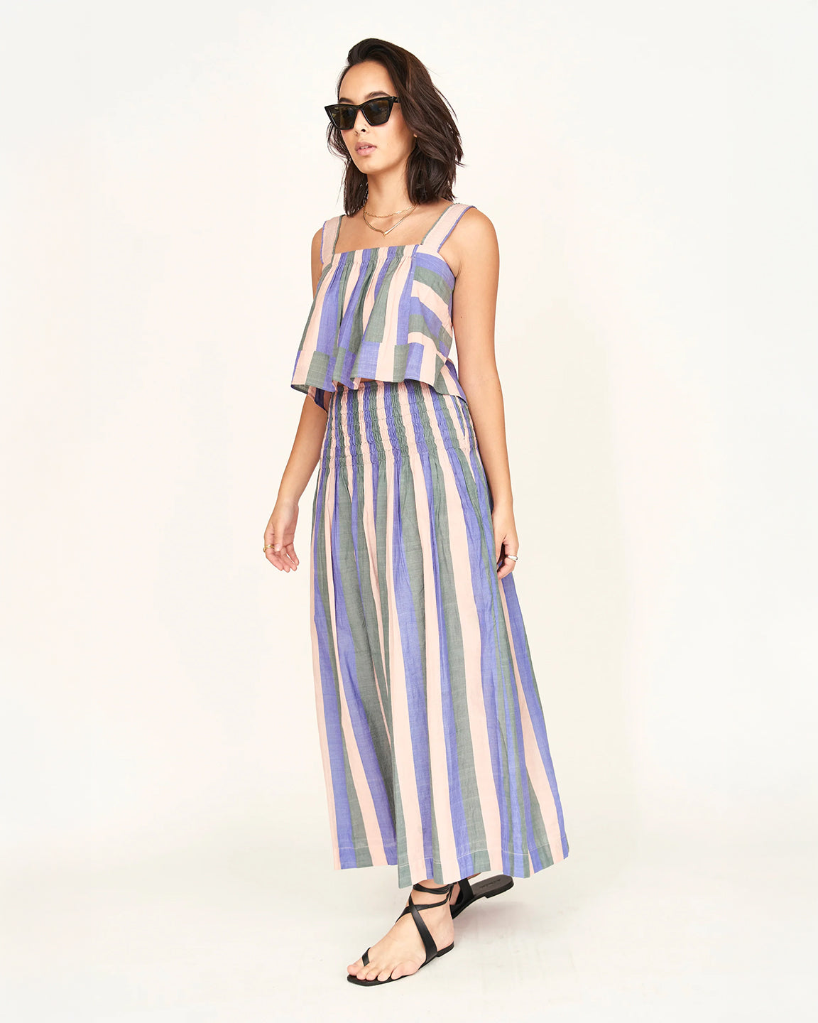 Mirth Savannah Smocked Skirt in Carnival Stripe