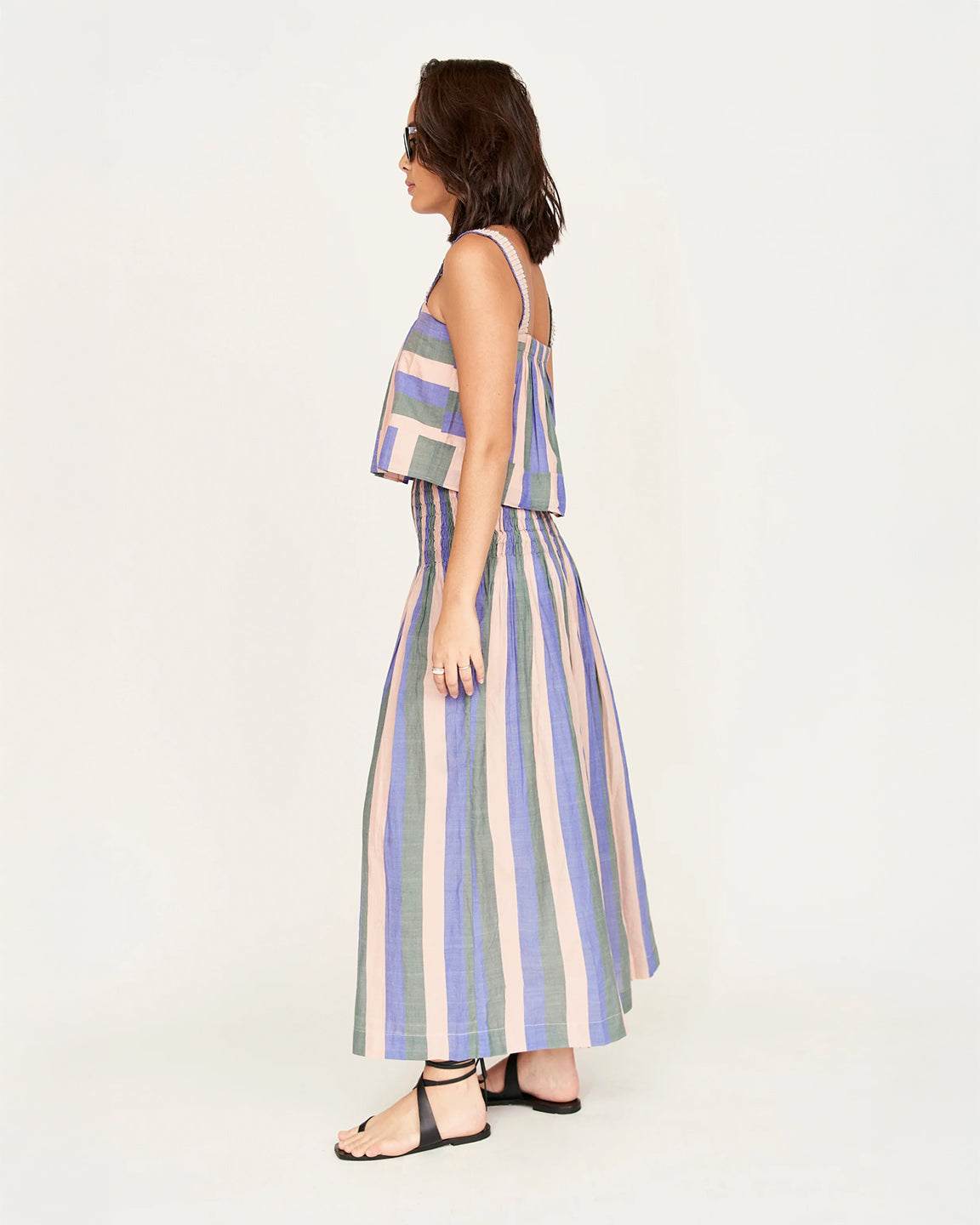 Mirth Savannah Smocked Skirt in Carnival Stripe
