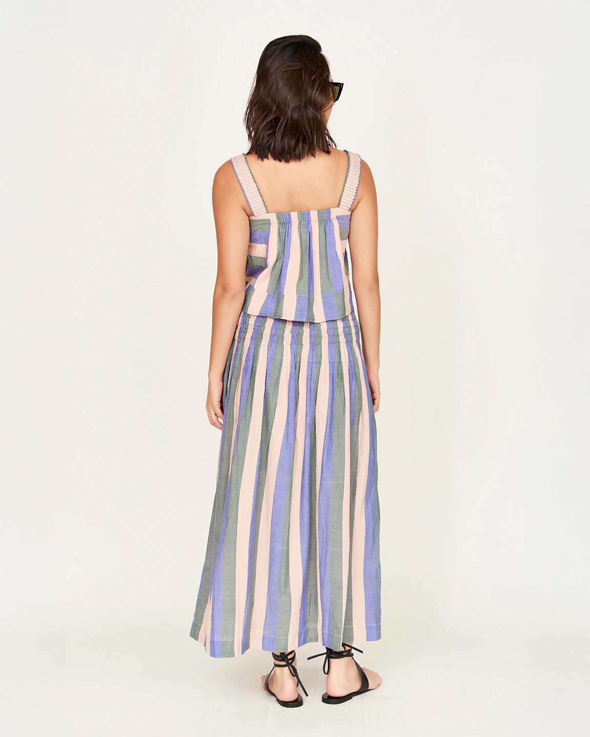 Mirth Savannah Smocked Skirt in Carnival Stripe