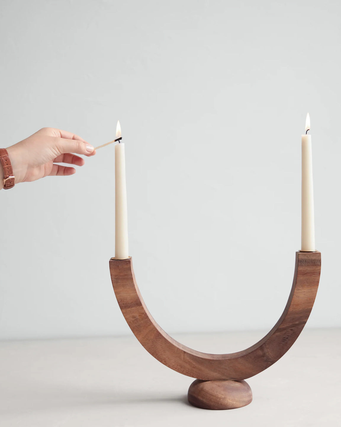 The Floral Society Moonlight Candelabra in Walnut Wood