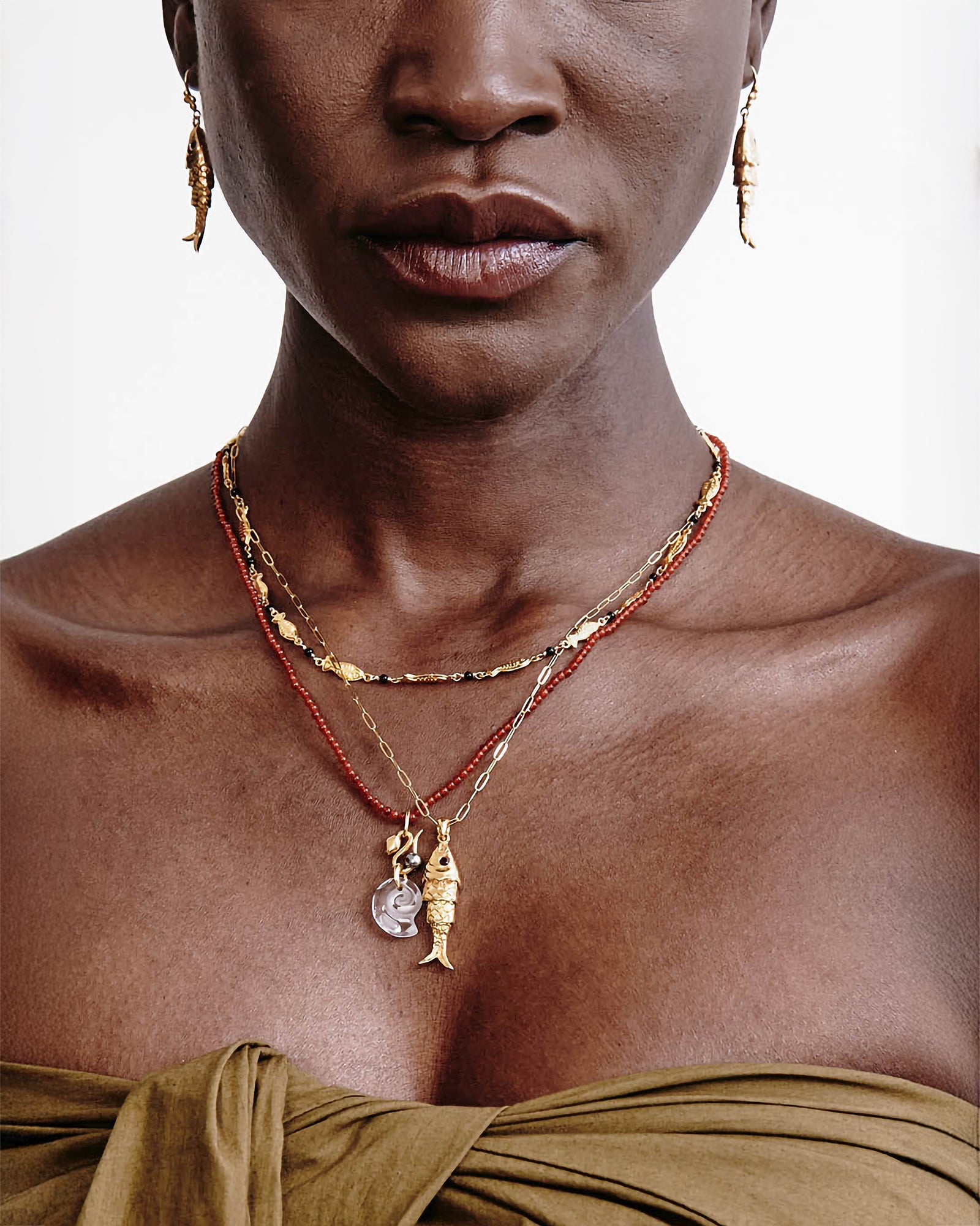 Chan Luu Koi Necklace 18kt GP Garnet