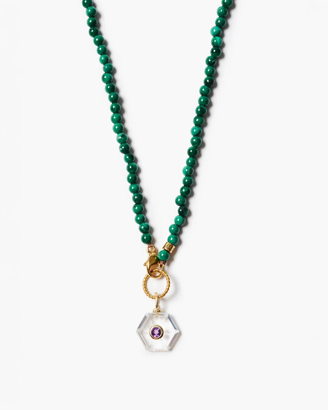 Chan Luu Malachite Beaded Necklace Resin Drop