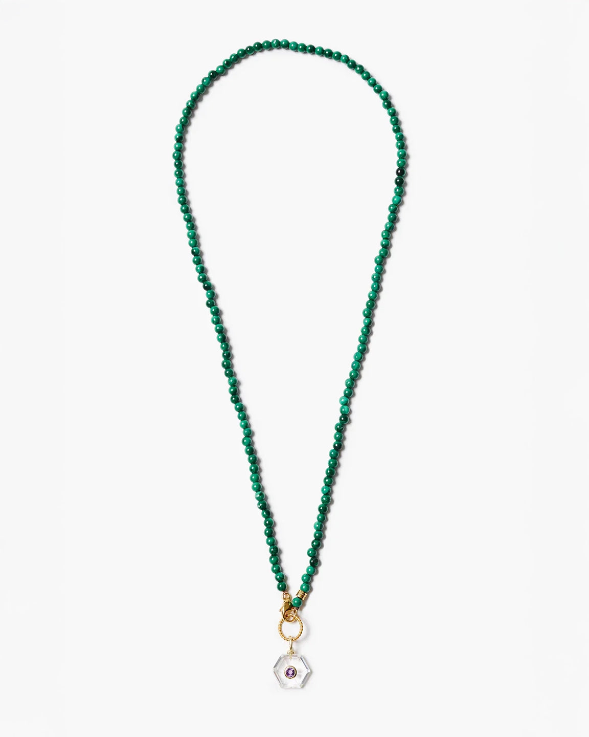 Chan Luu Malachite Beaded Necklace Resin Drop
