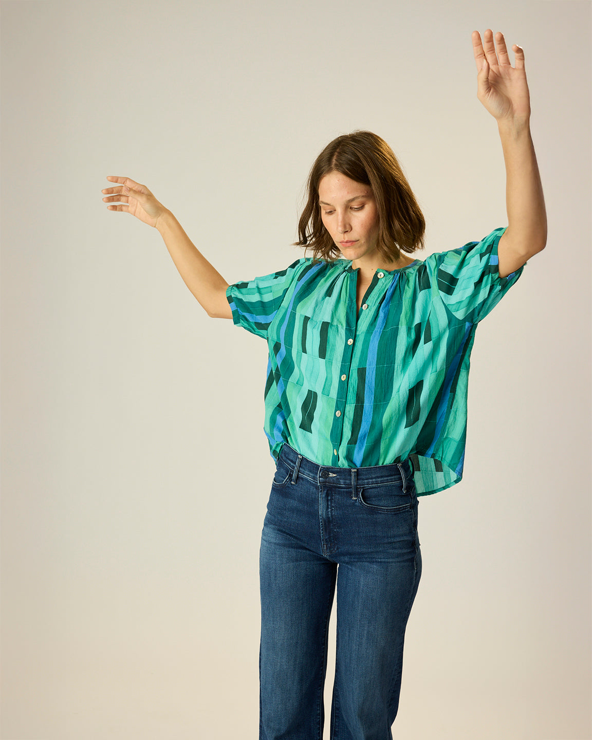 Natalie Martin Violet Top in Sea Glass Cotton Green