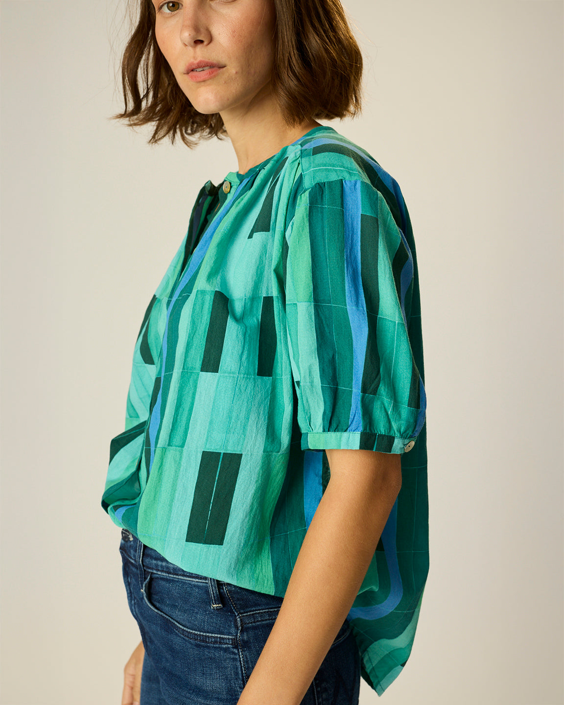 Natalie Martin Violet Top in Sea Glass Cotton Green