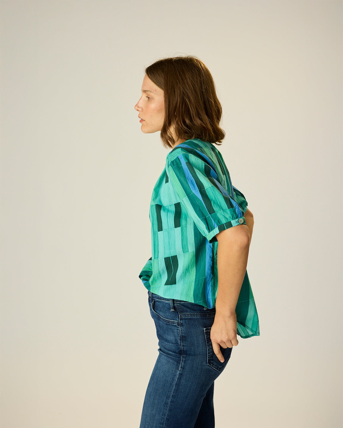 Natalie Martin Violet Top in Sea Glass Cotton Green