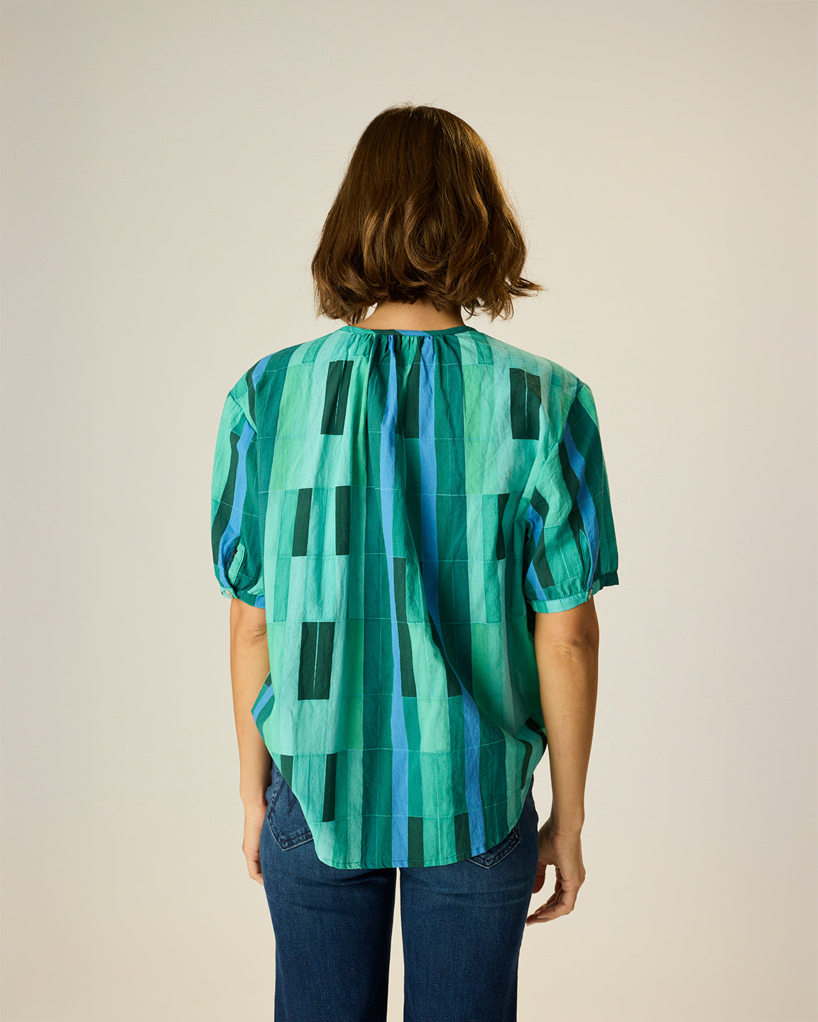 Natalie Martin Violet Top in Sea Glass Cotton Green