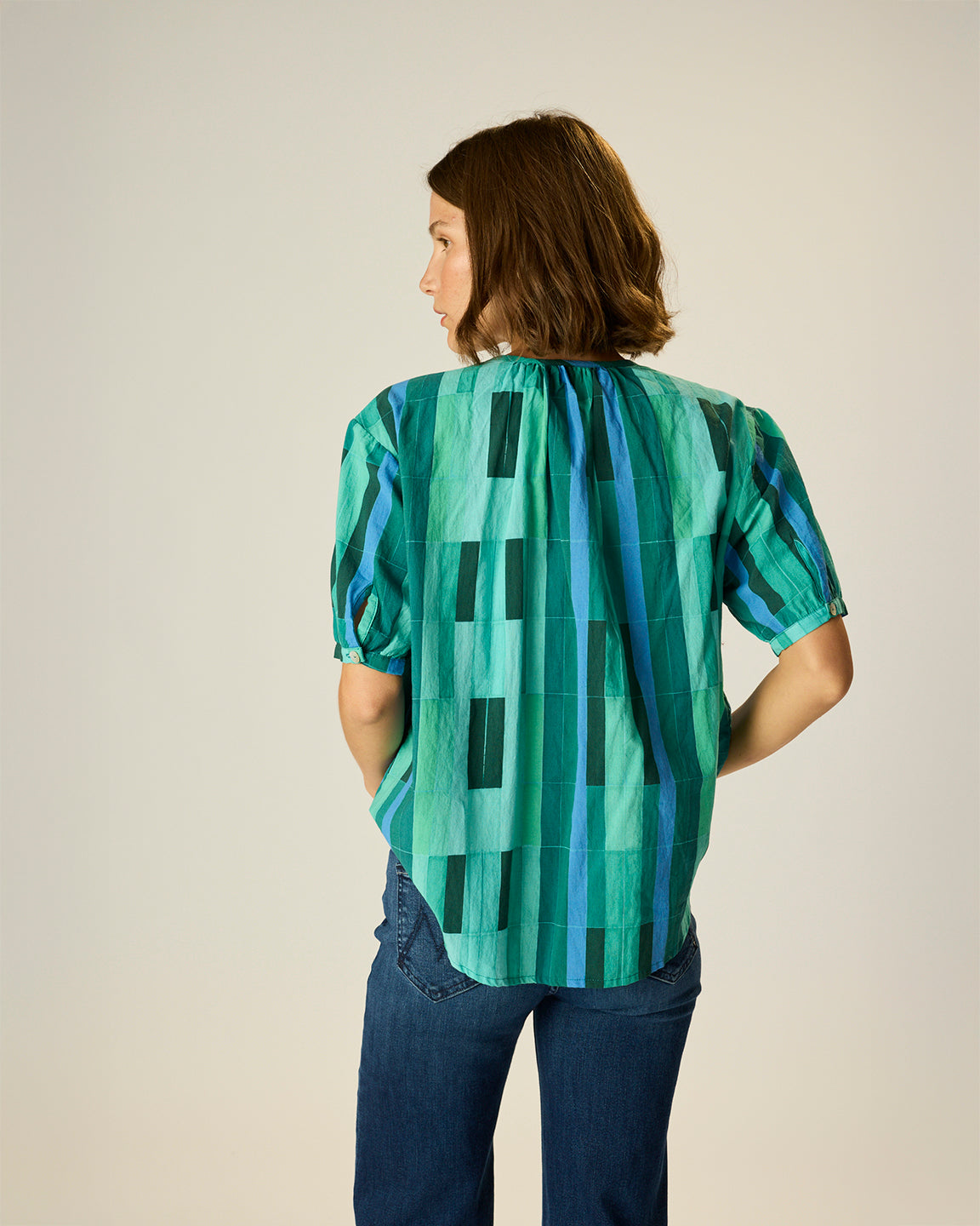 Natalie Martin Violet Top in Sea Glass Cotton Green