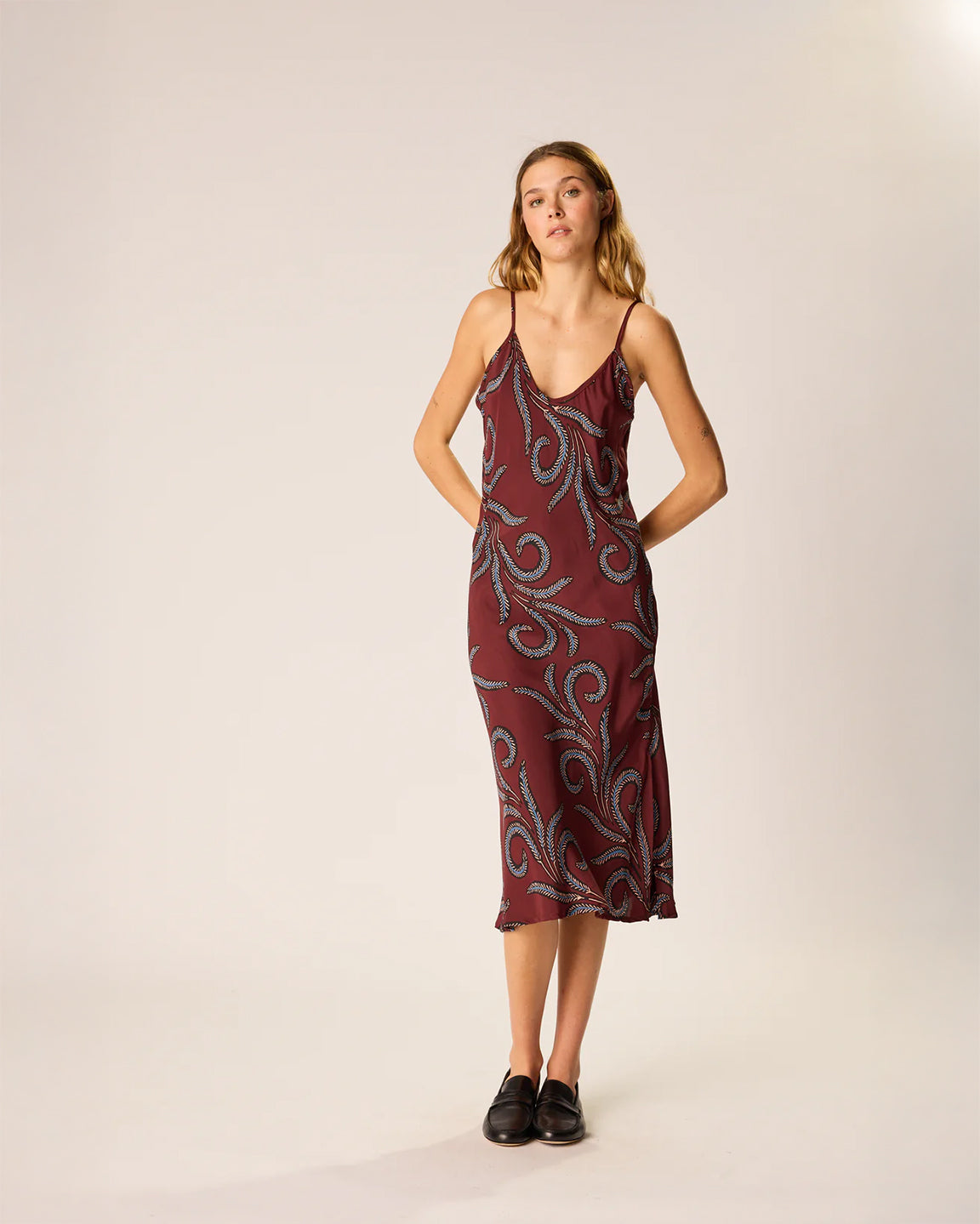 Natalie Martin Leandra Dress In Feather Bordeaux