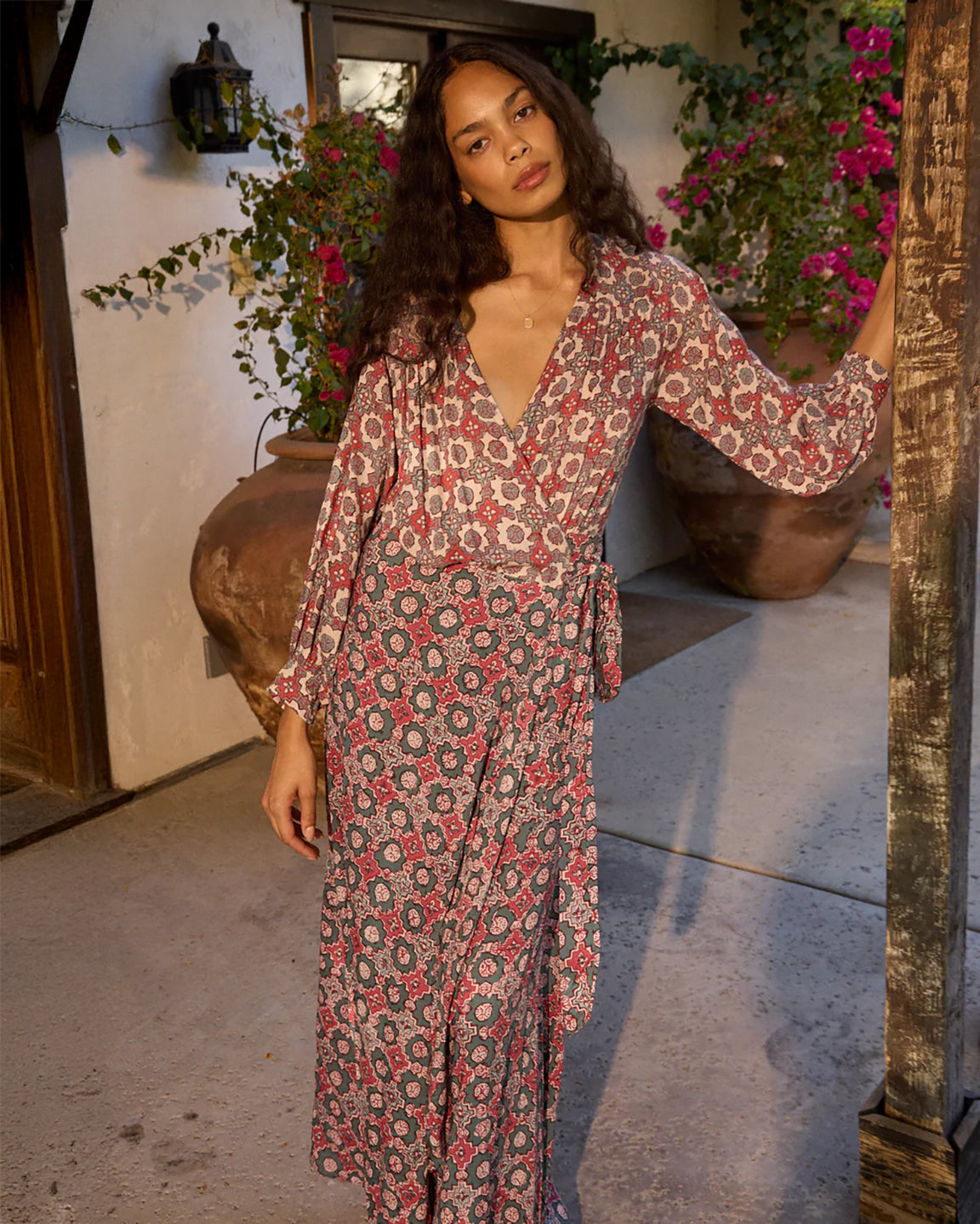 Natalie Martin Kate Long Sleeve Dress in Spanish Tile Combo
