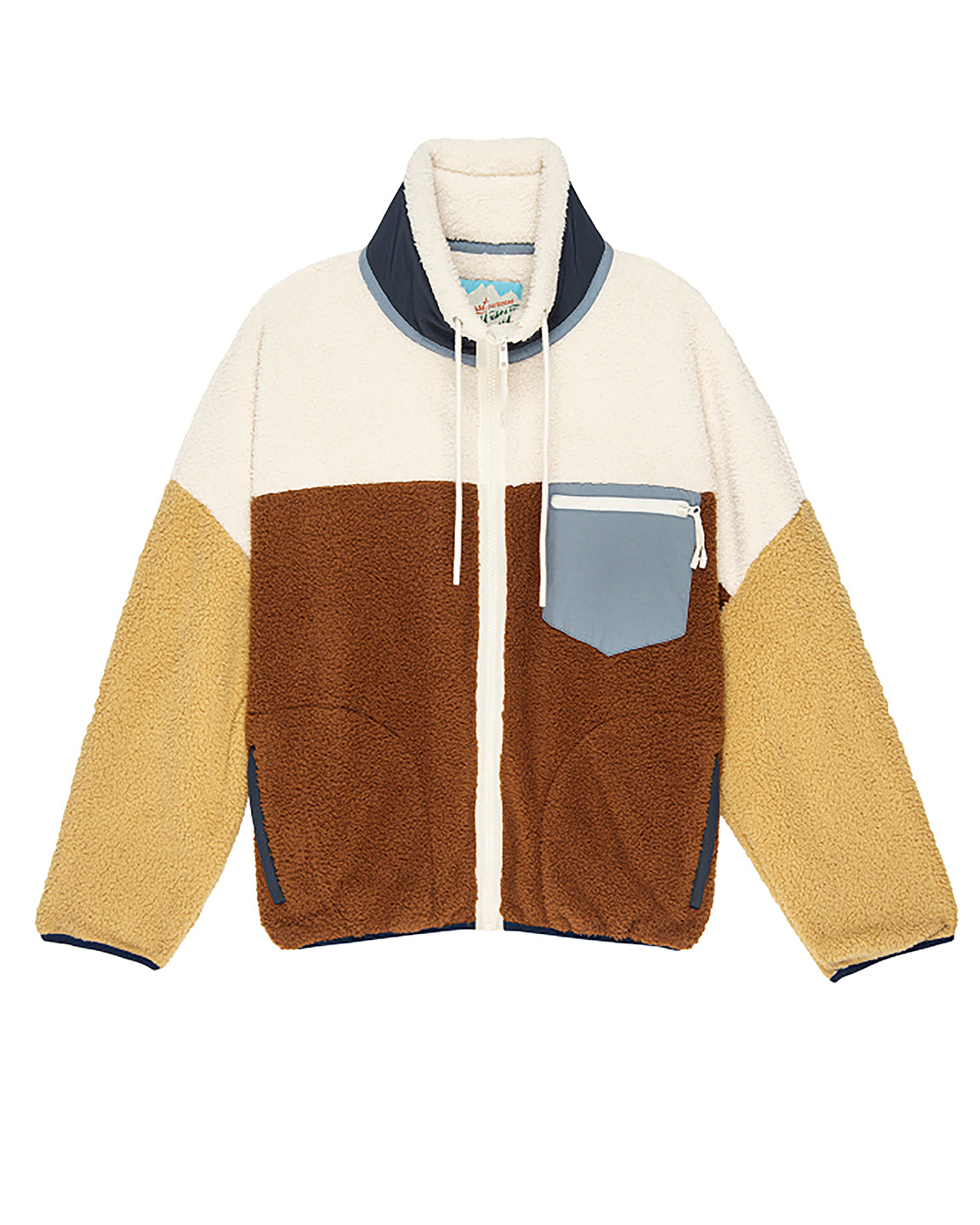The Great. The Plush Terrain Full-Zip in Oakwood Colorblock
