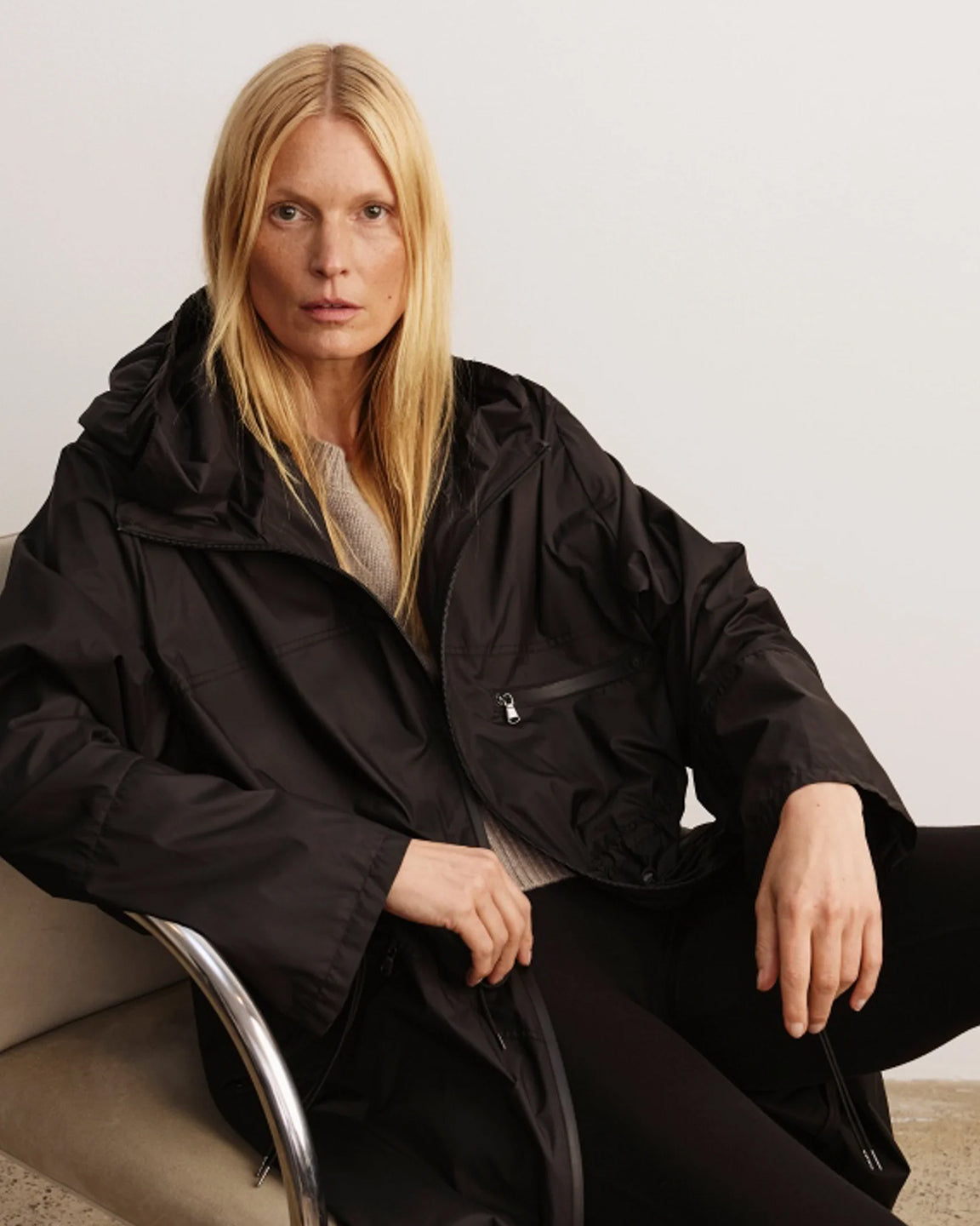 Smythe Drawstring Rain Shell in Black