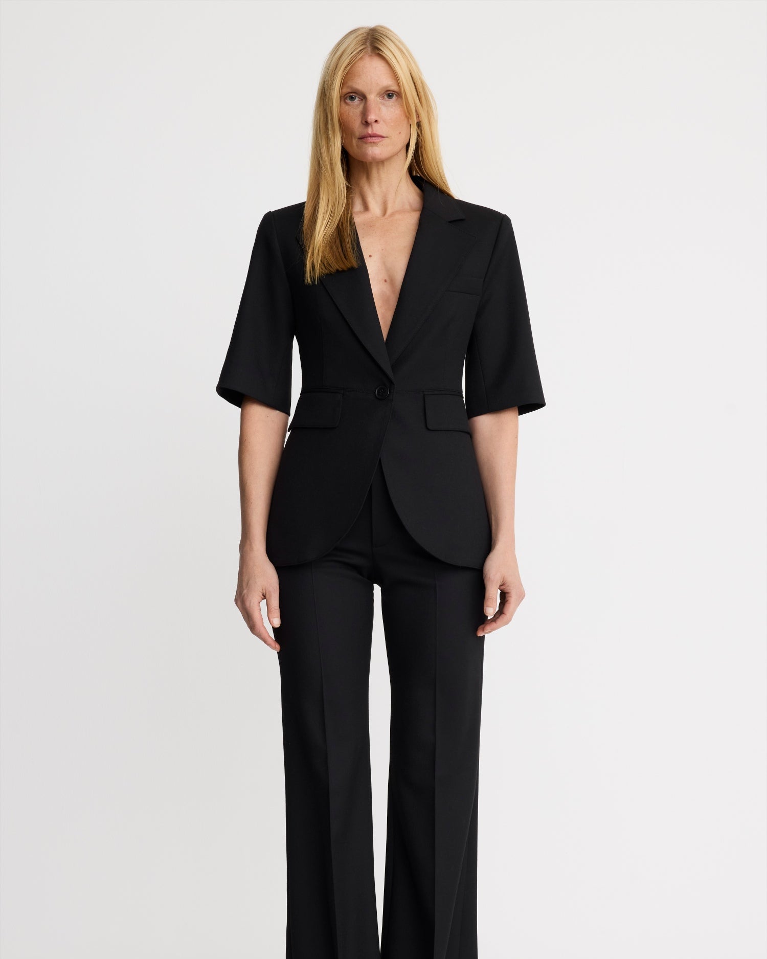 Short Sleeve Seamed Blazer