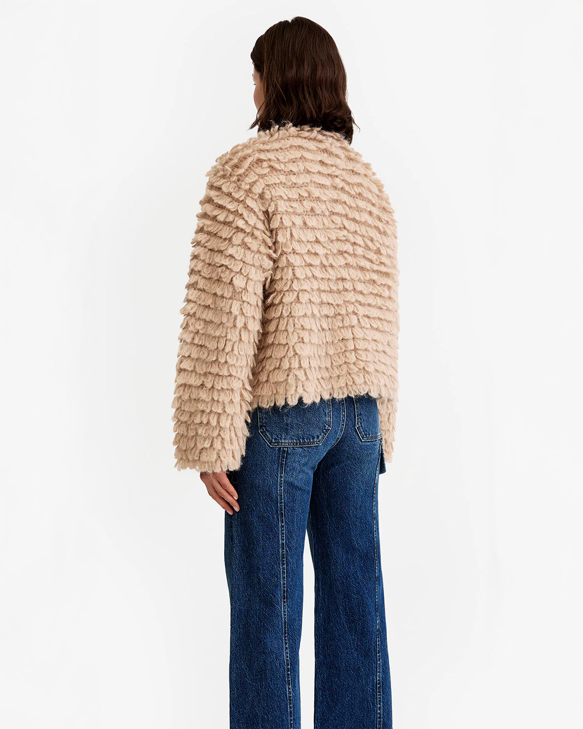 Smythe Handknit Loop Stitch Cardi in Buff