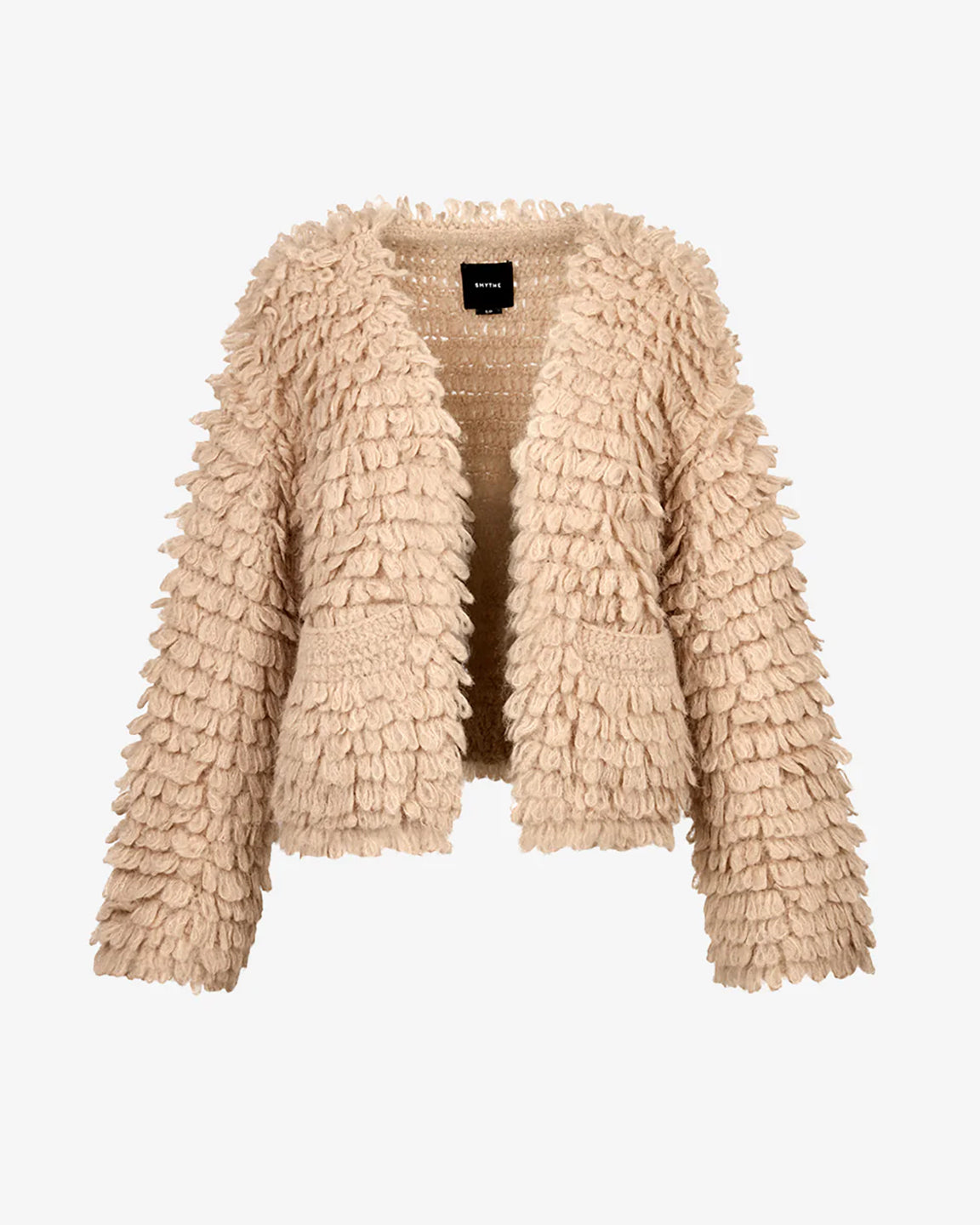 Smythe Handknit Loop Stitch Cardi in Buff