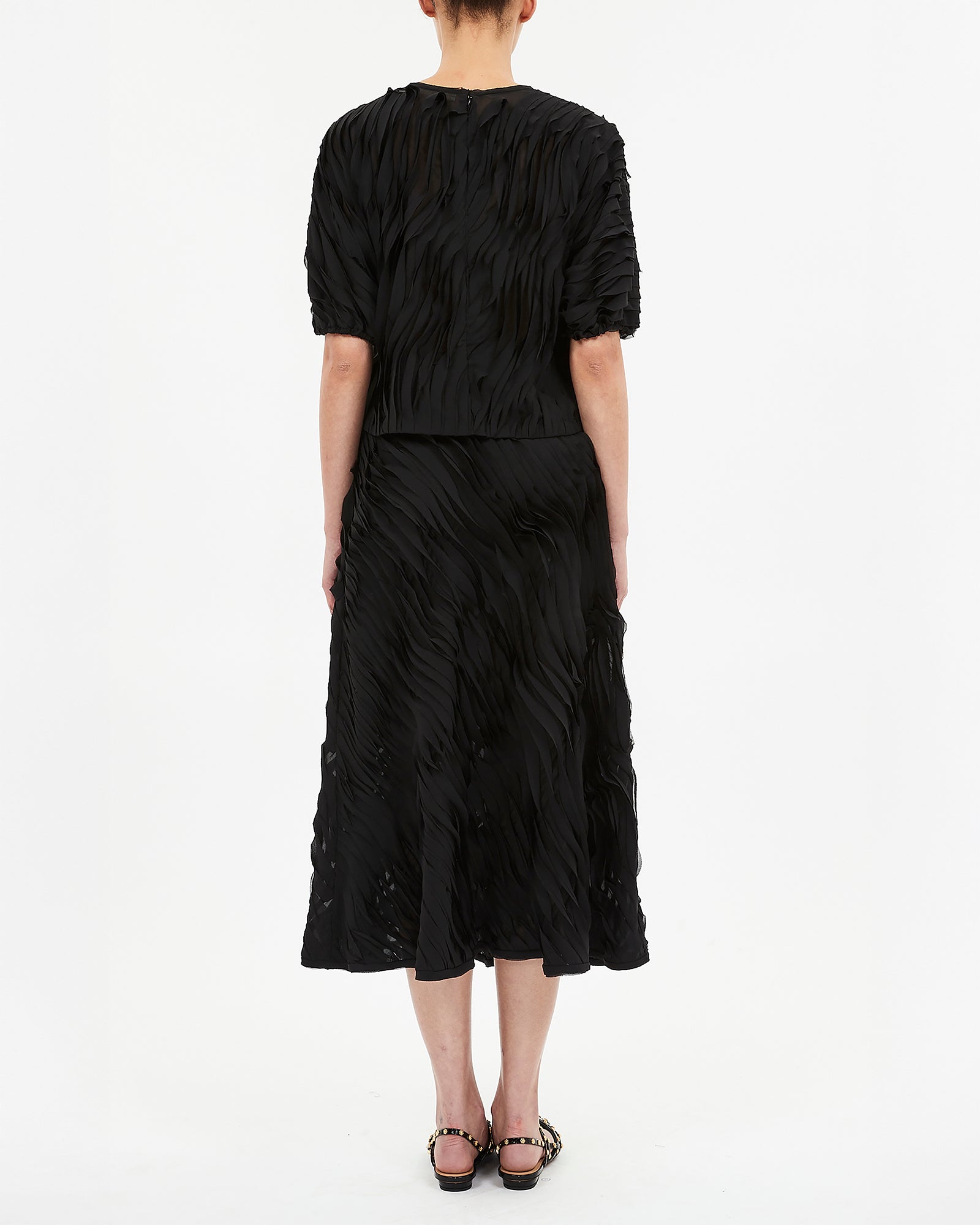 Ulla Johnson Vayda Short Sleeve Top in Noir