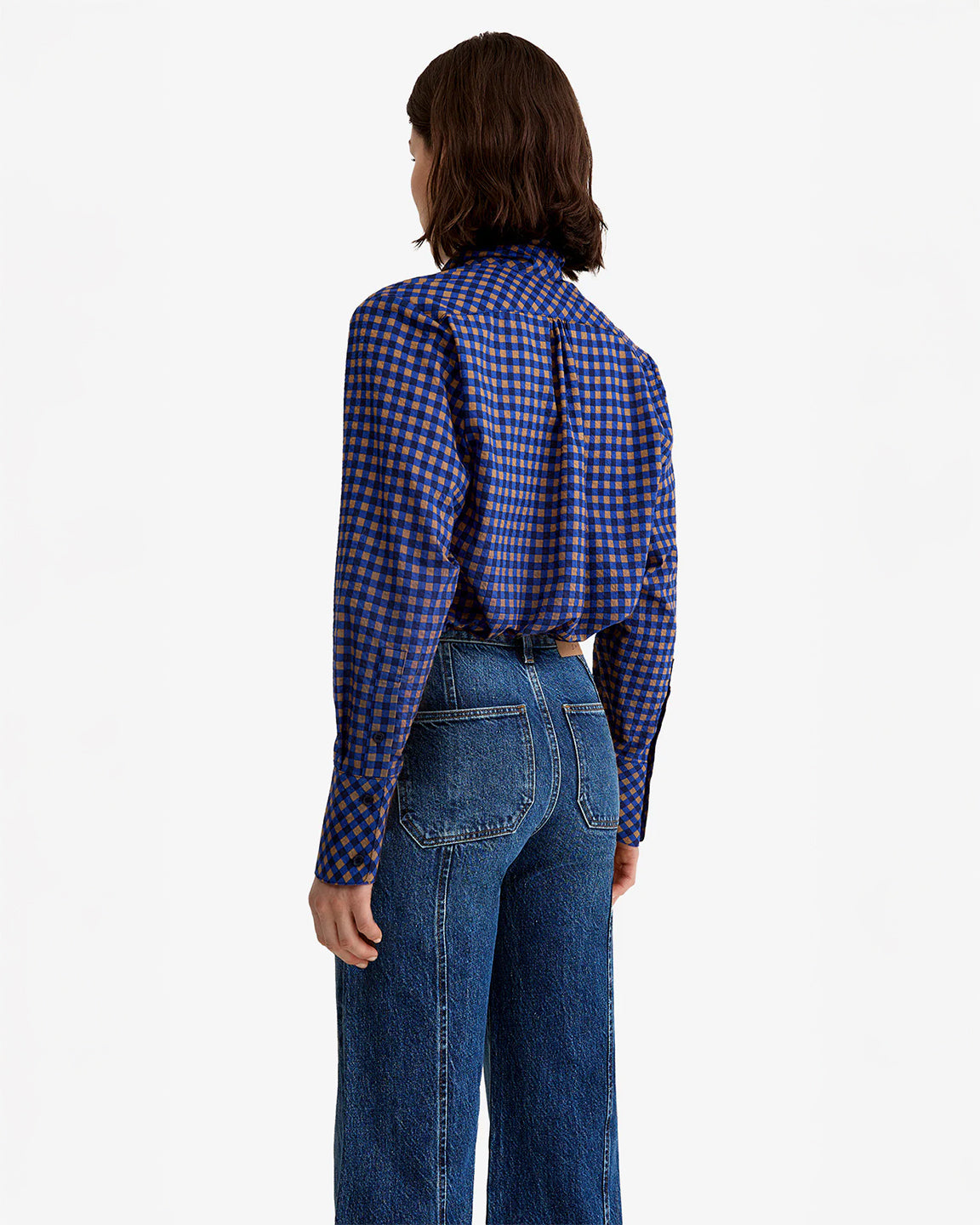 Smythe Bandana Neck Shirt in Blue Gingham
