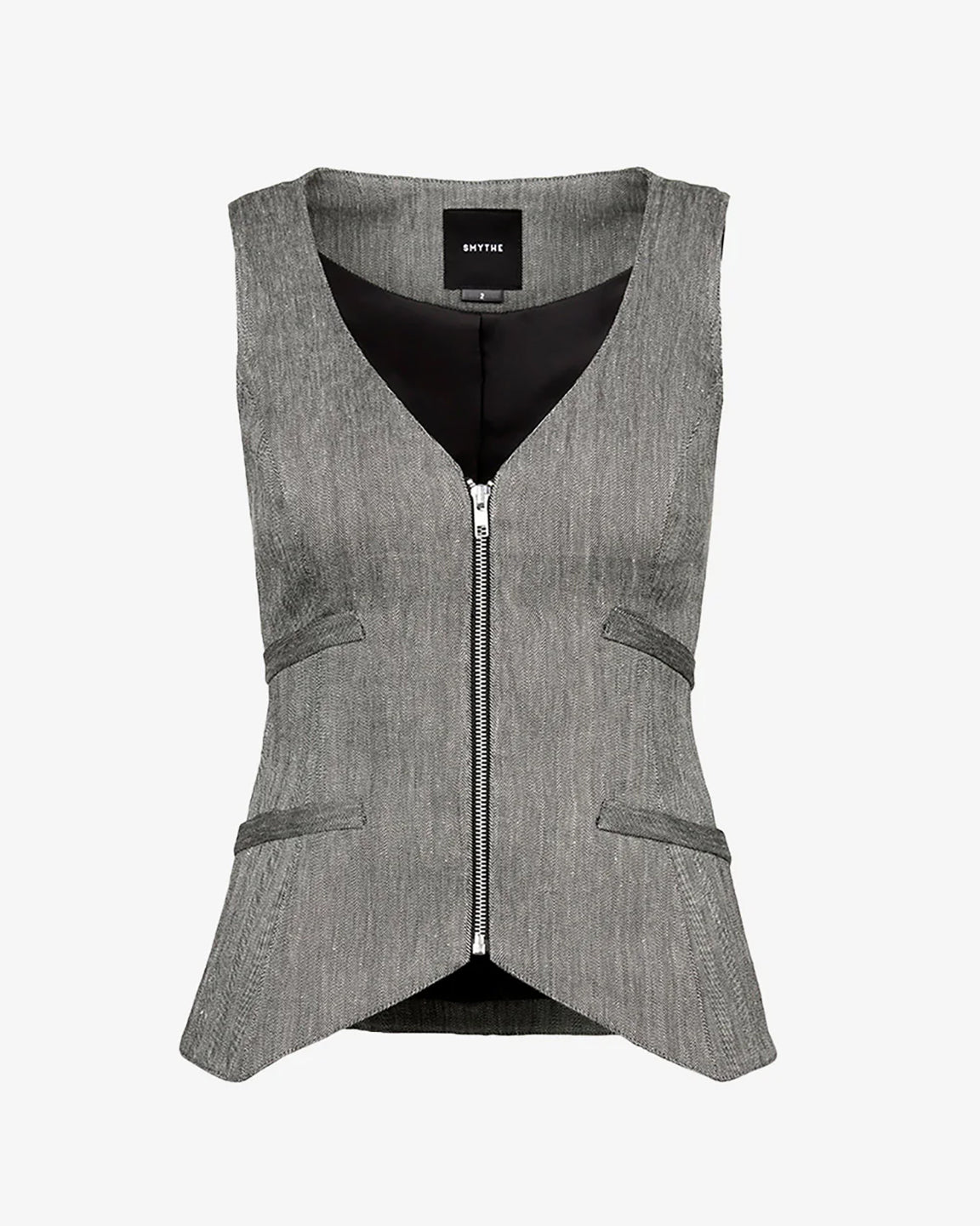 Smythe Exposed Zip Waistcoat in Granite