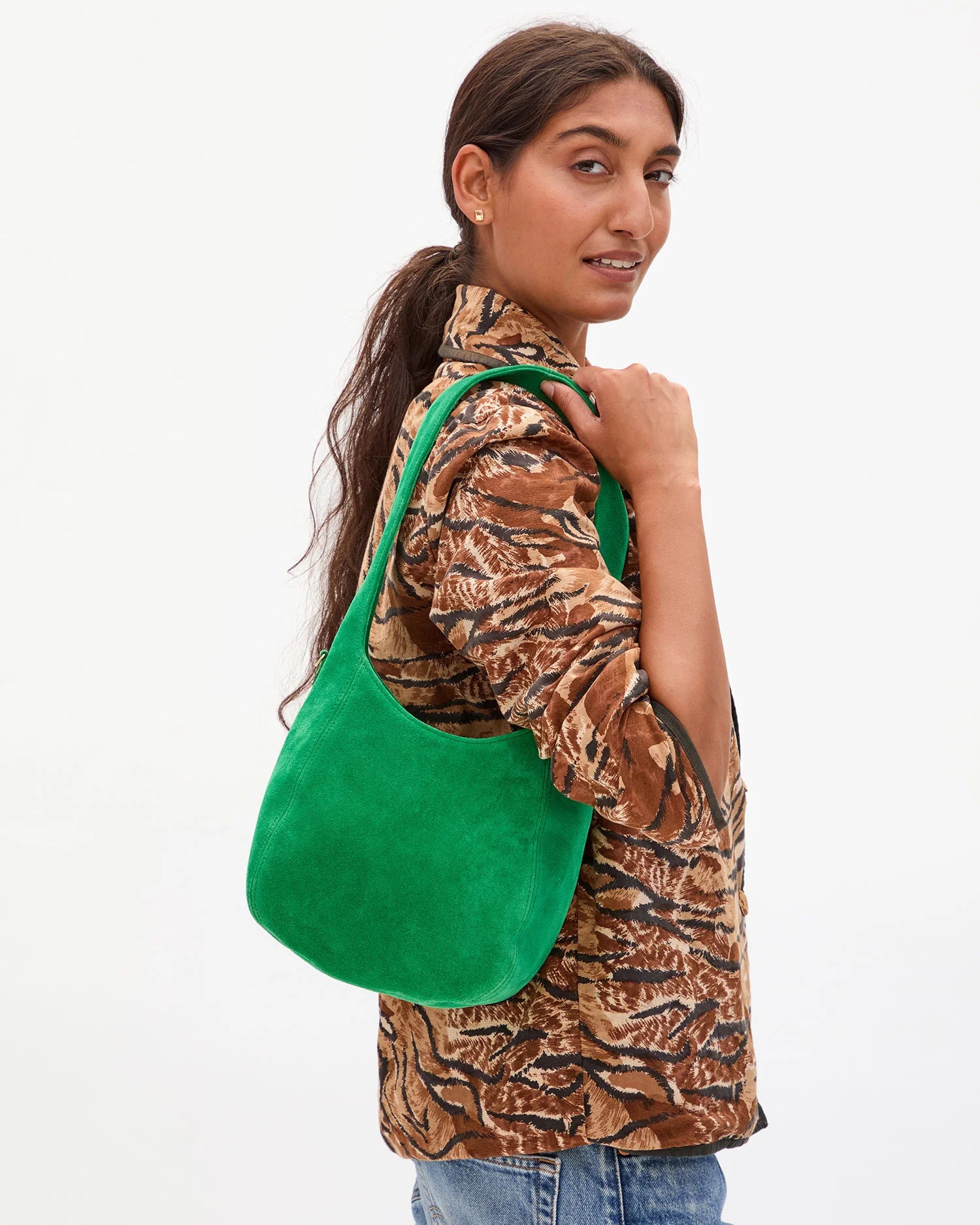 Clare V. Petit Bando in Suede Grass