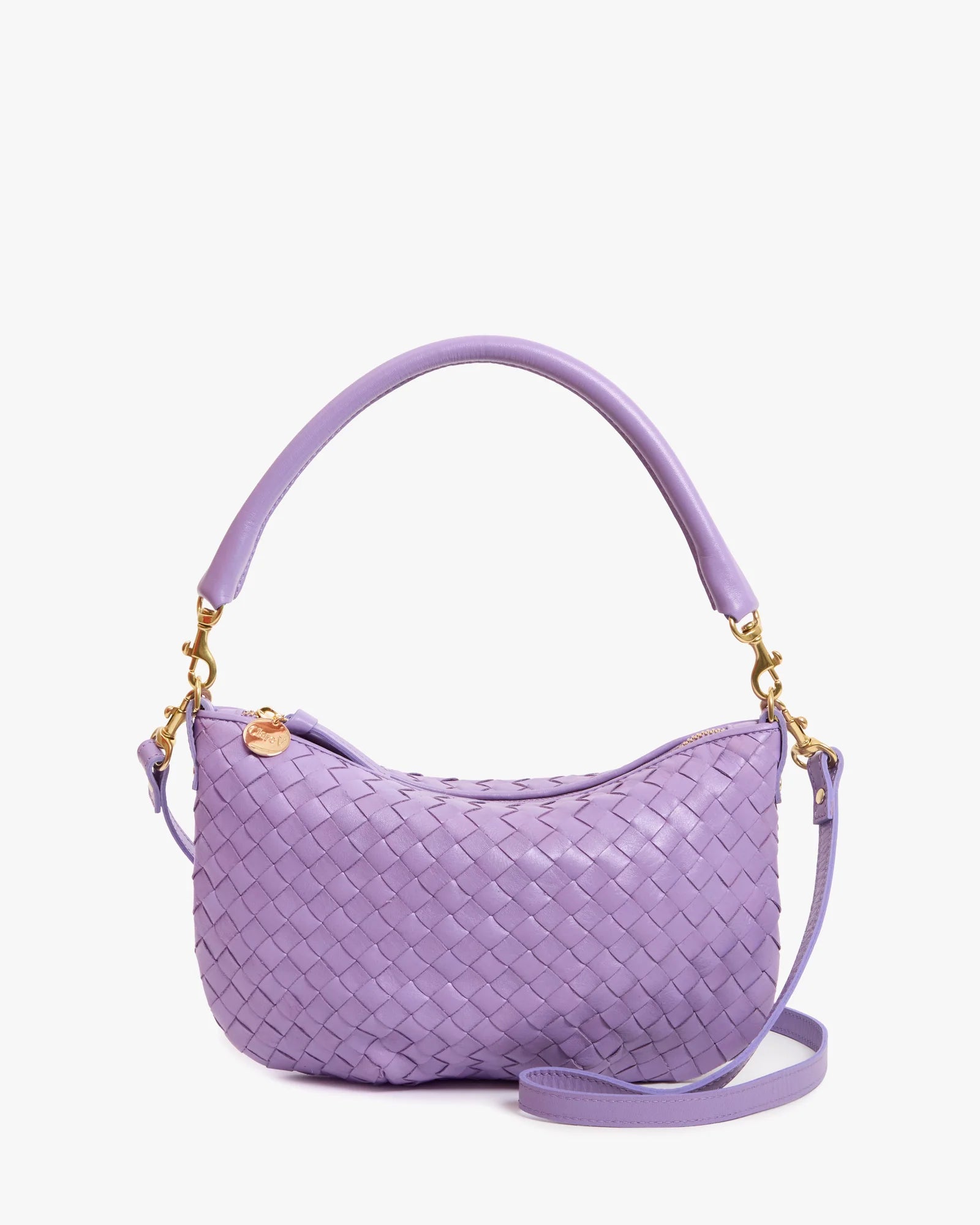 Clare V. Petit Moyen Messenger Medium Woven Diagonal Jacaranda