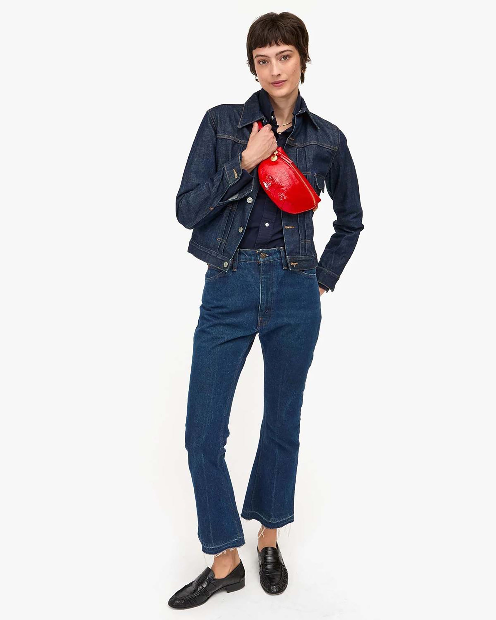 Clare V. Petite Fanny In Super Red Pucker Patent