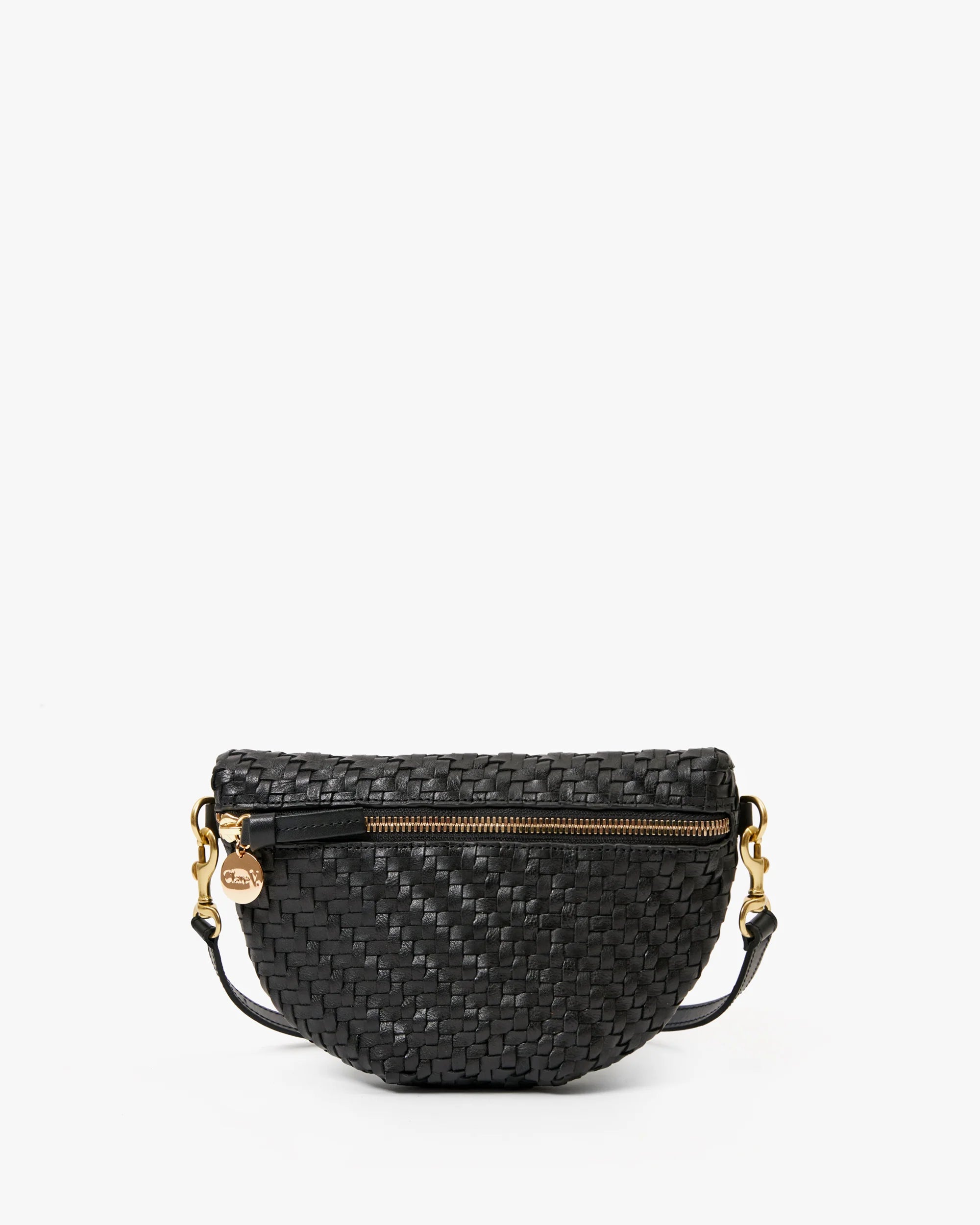 black woven fanny pack