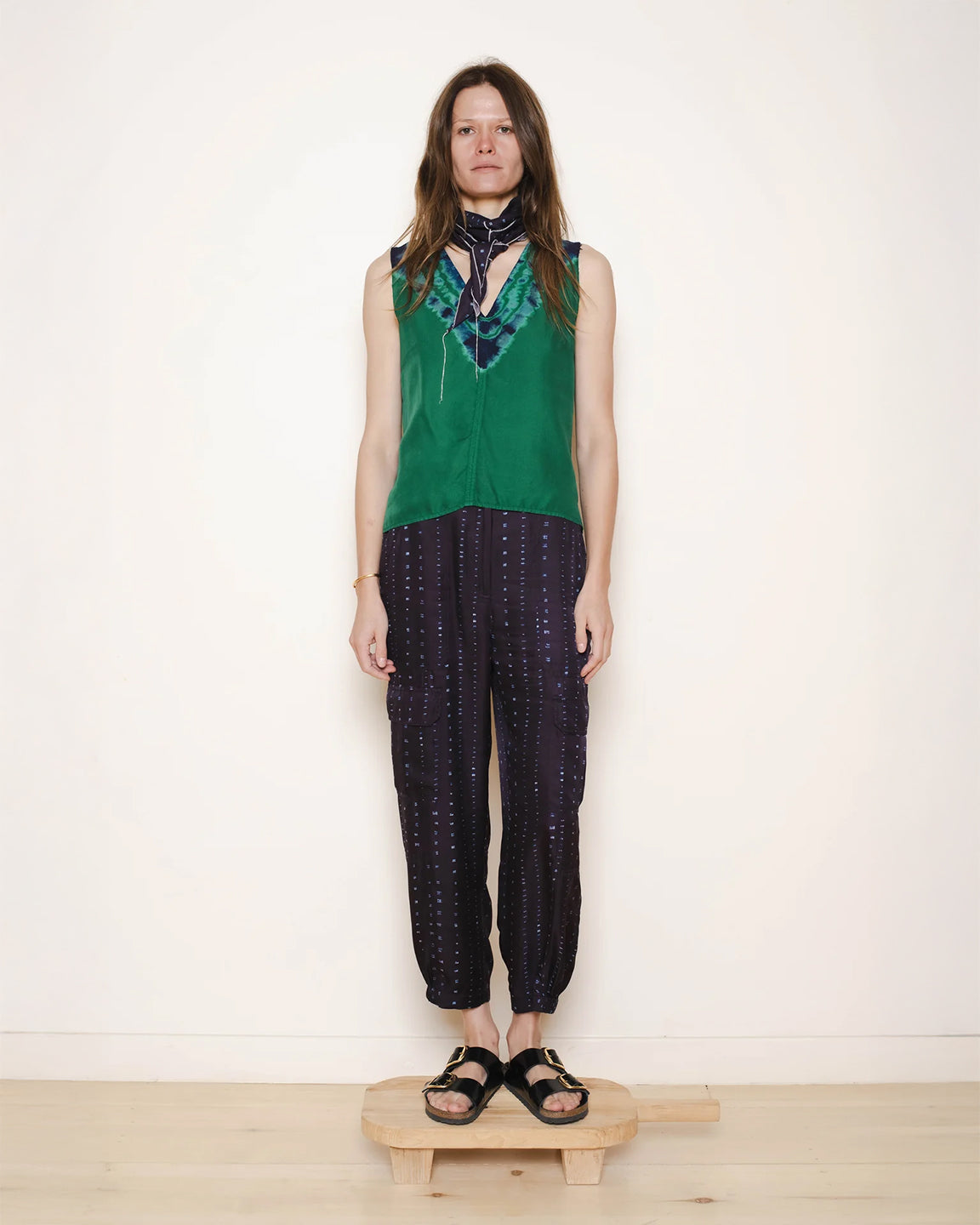 Raquel Allegra Zane Tank in Green Blue Borderline