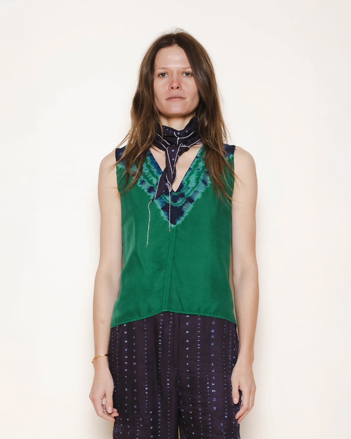 Raquel Allegra Zane Tank in Green Blue Borderline