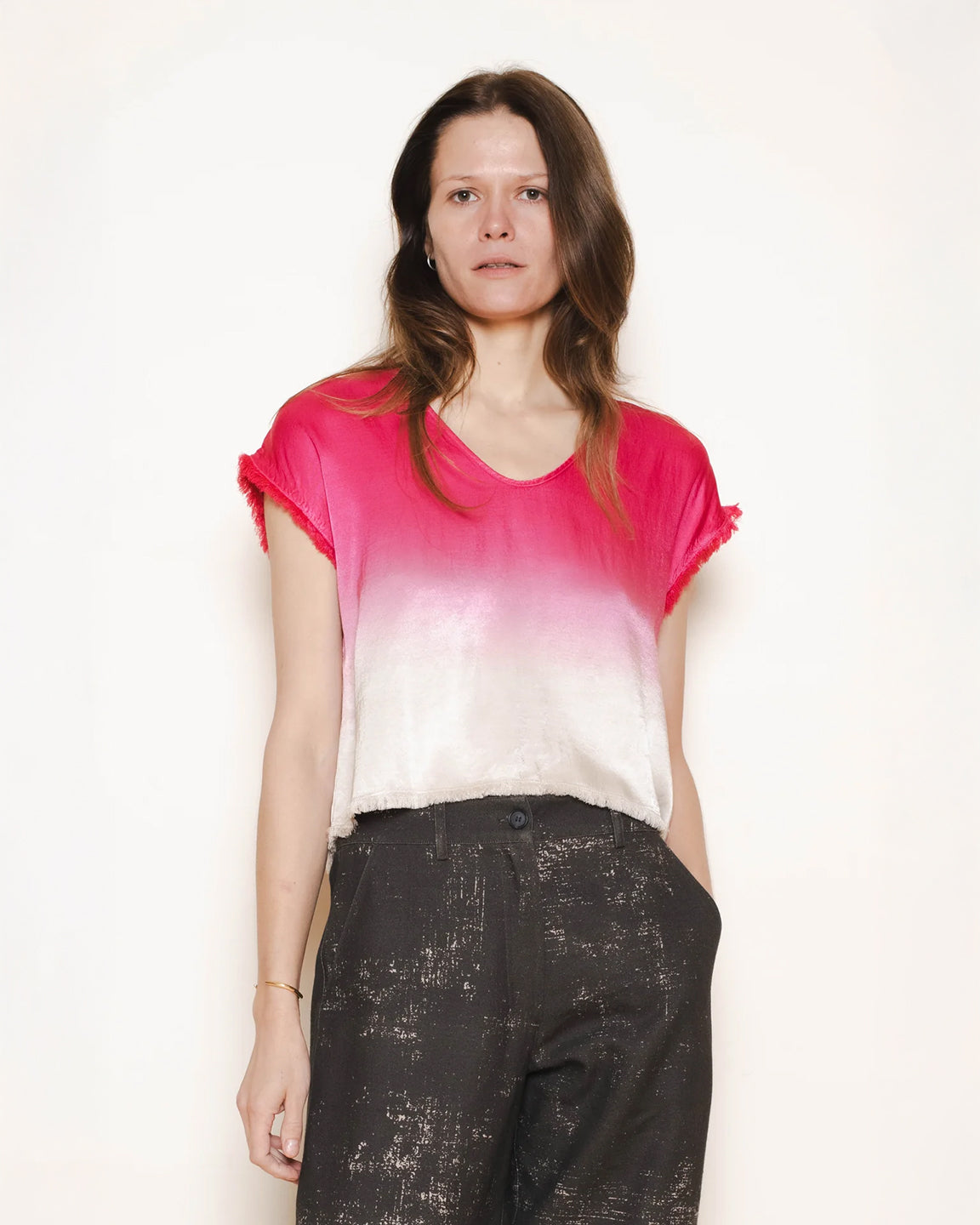 Raquel Allegra Dante Top in Cerise Dipped