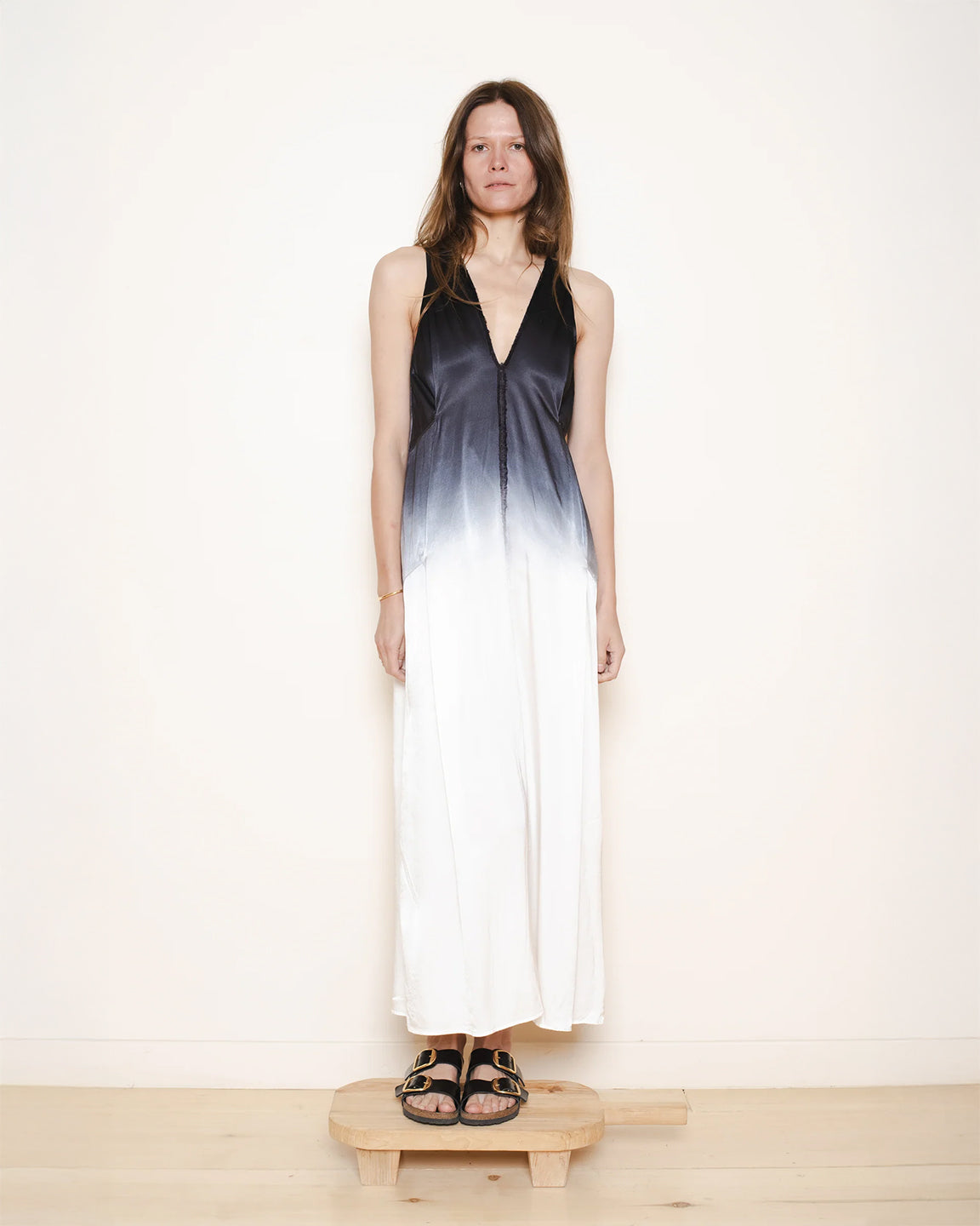 Raquel Allegra Aziza Maxi Dress in Black Dipped