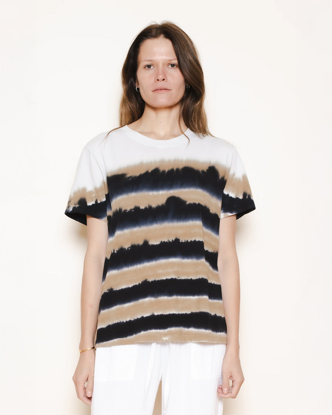 Raquel Allegra Betty Tee in Neutral Stripes