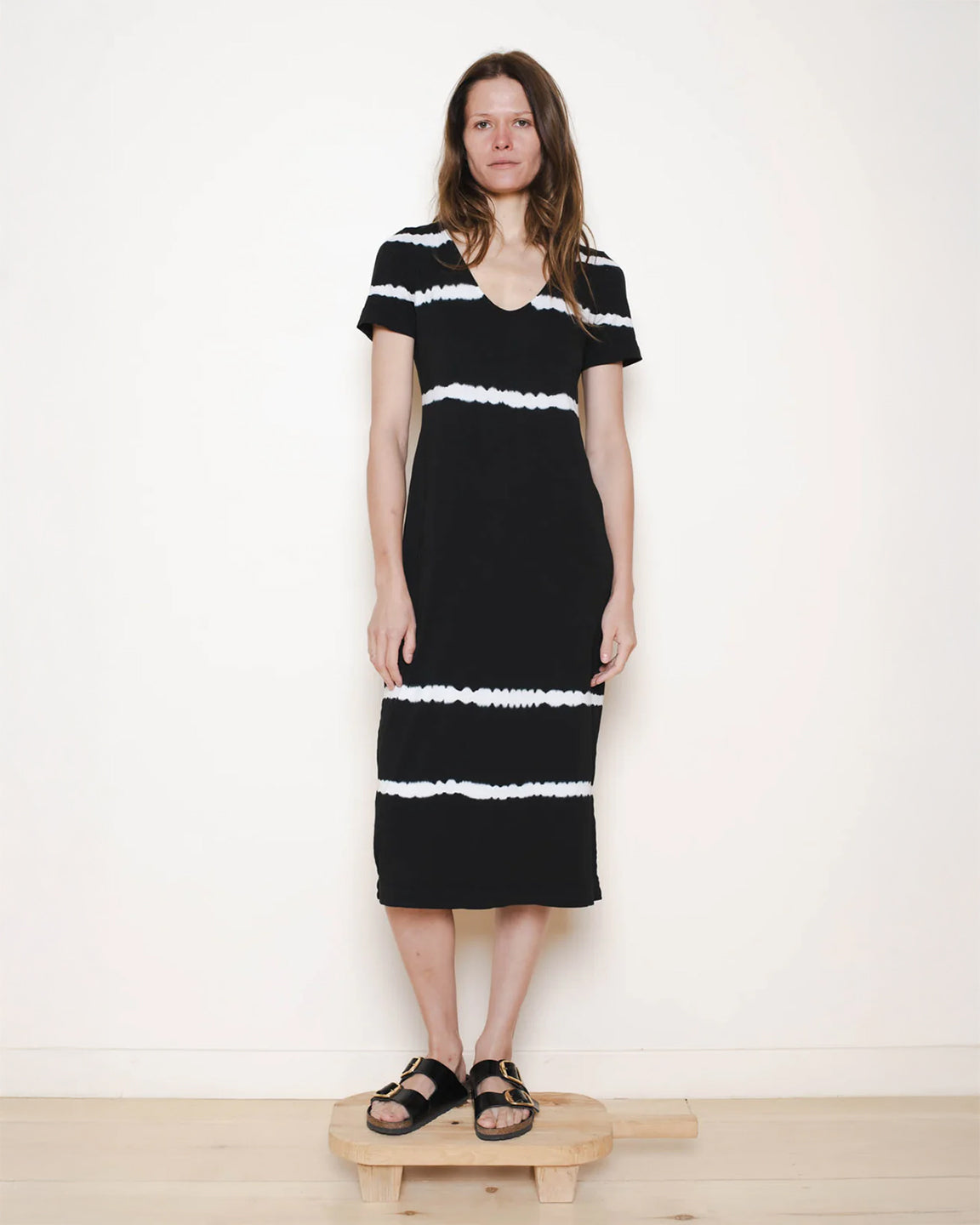 Raquel Allegra Chica Dress in Halo Stripe Black