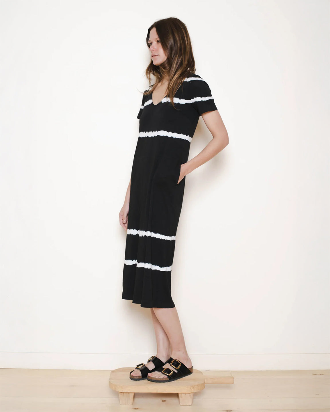 Raquel Allegra Chica Dress in Halo Stripe Black