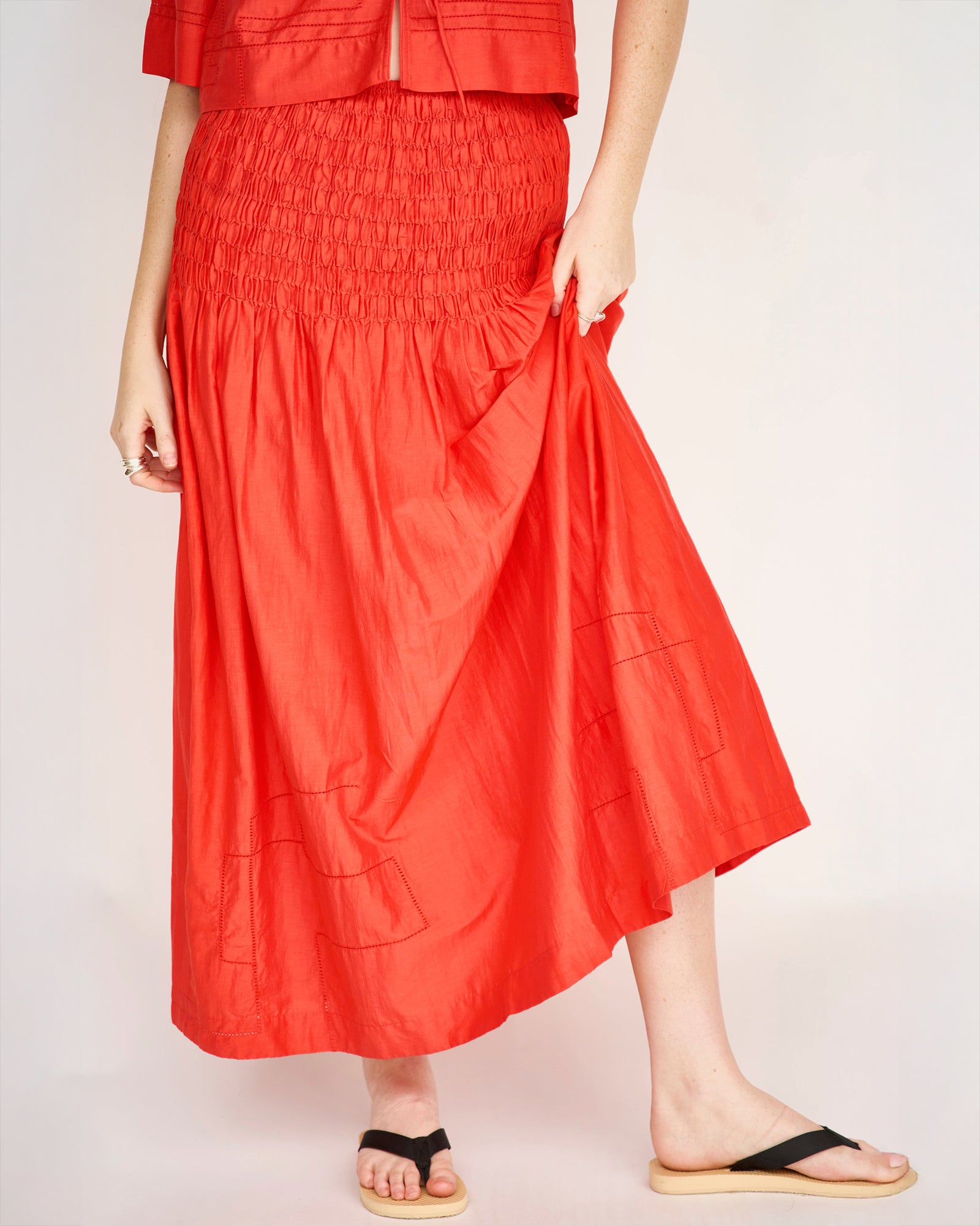 Mirth Savannah Smocked Skirt in Chili