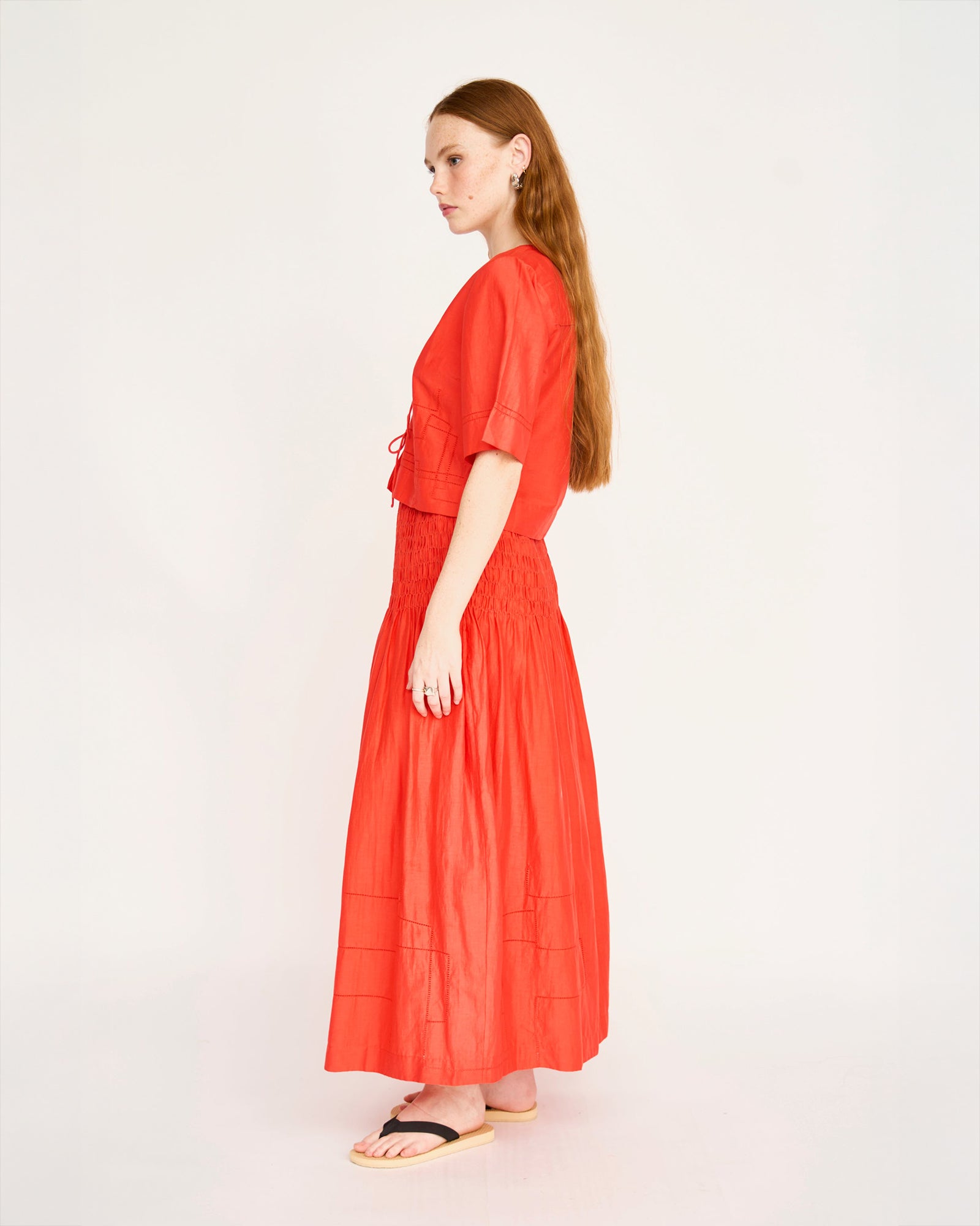 Mirth Savannah Smocked Skirt in Chili