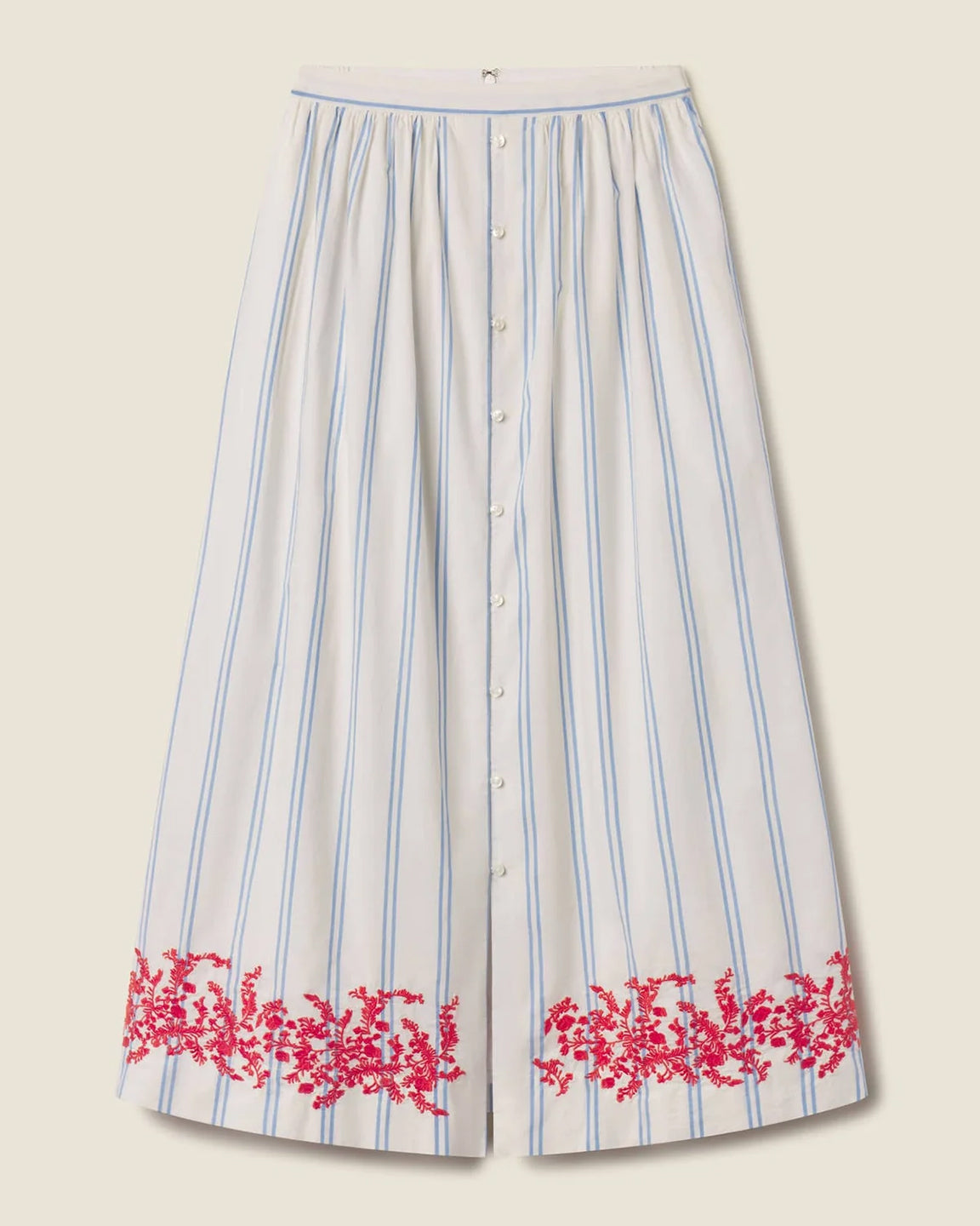 Trovata Birds of Paradis Lisette Skirt In Cerulean Stripe