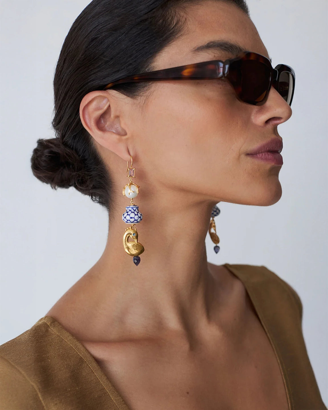 Chan Luu Multi Charm Cascade Earrings Gold