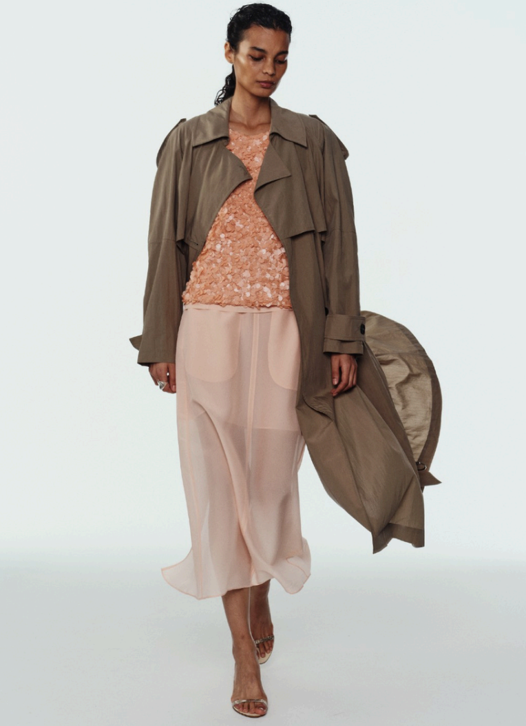 Sloan Nylon Trench, Silver Sage