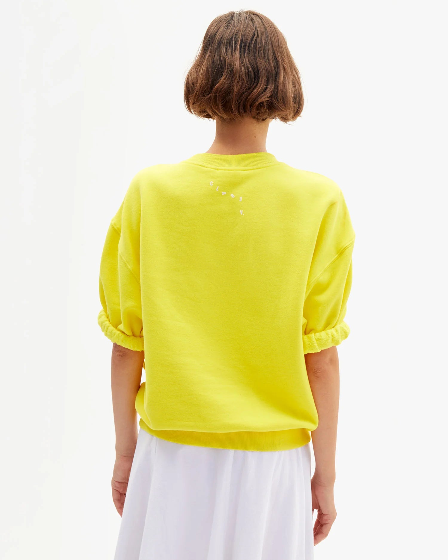 Clare V. Short Sleeve Oversized Sweatshirt in Citron