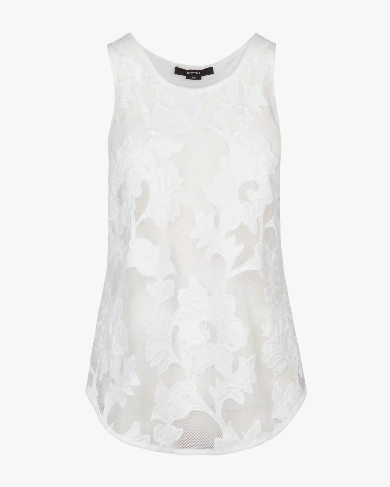 Smythe Shirttail Tank in White Applique