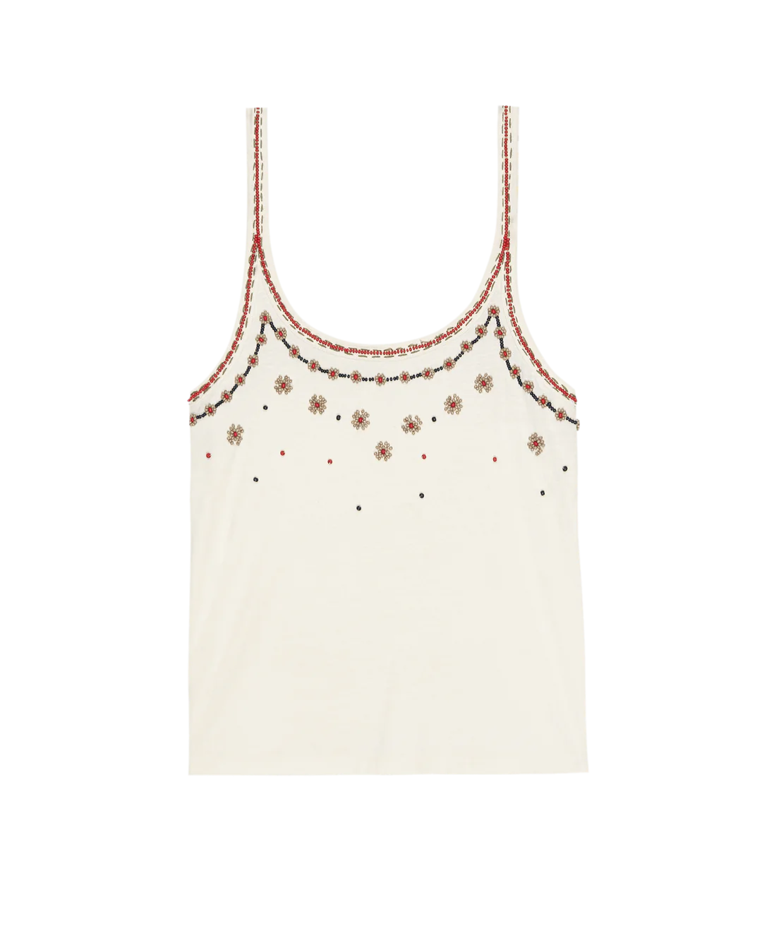 The Great. The Beaded Slim Tank in Washed White