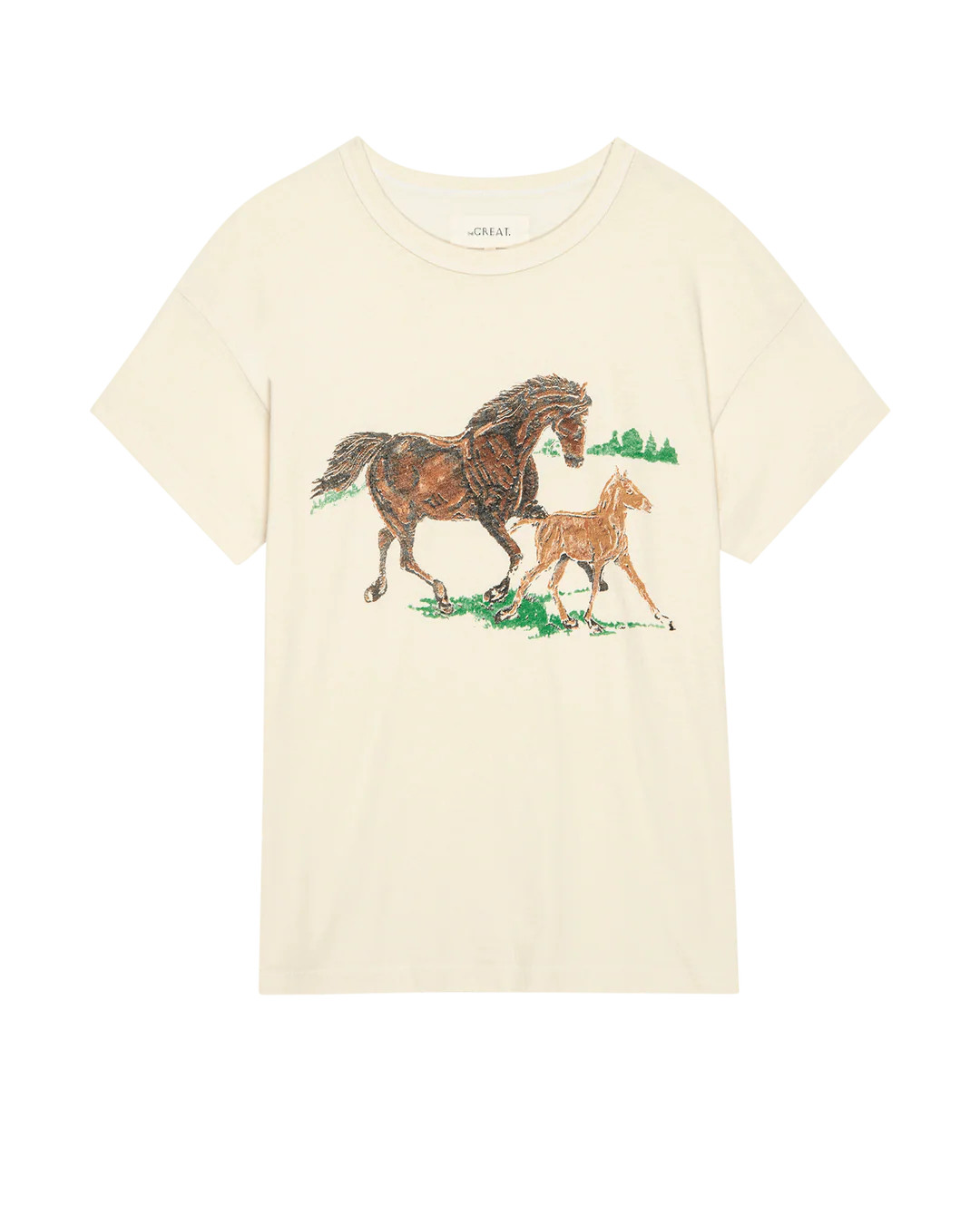 The Great. The Boxy Crew with Running Horses in Washed White
