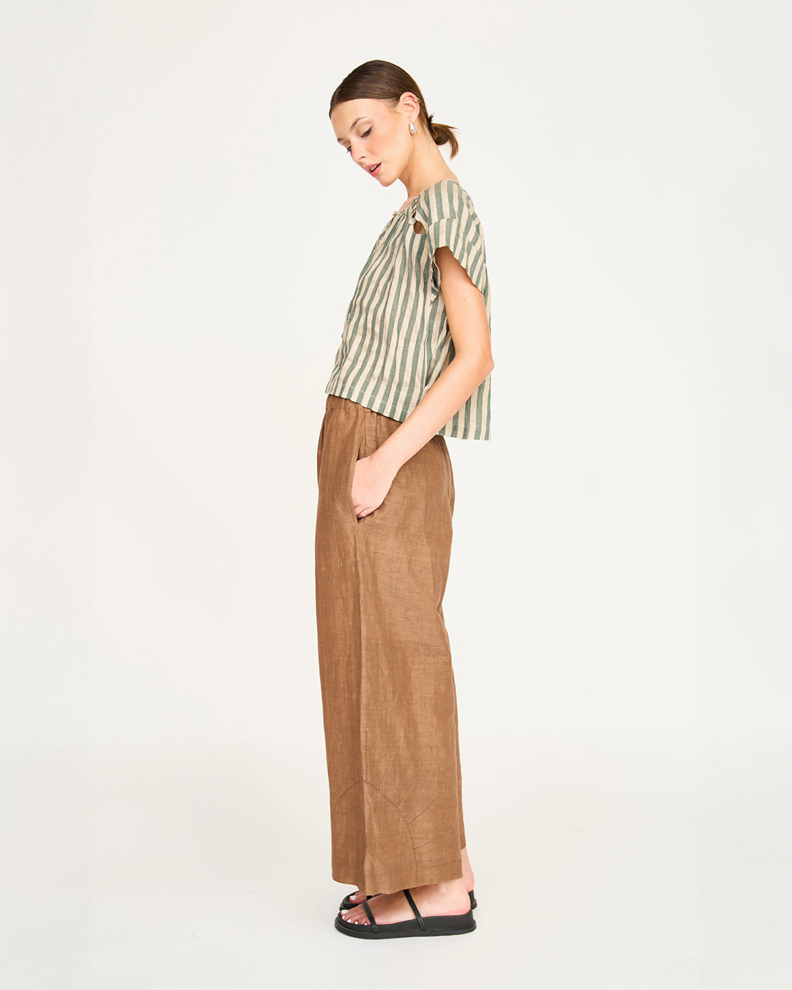 MIRTH Merida Cutout Top in Safari Stripe