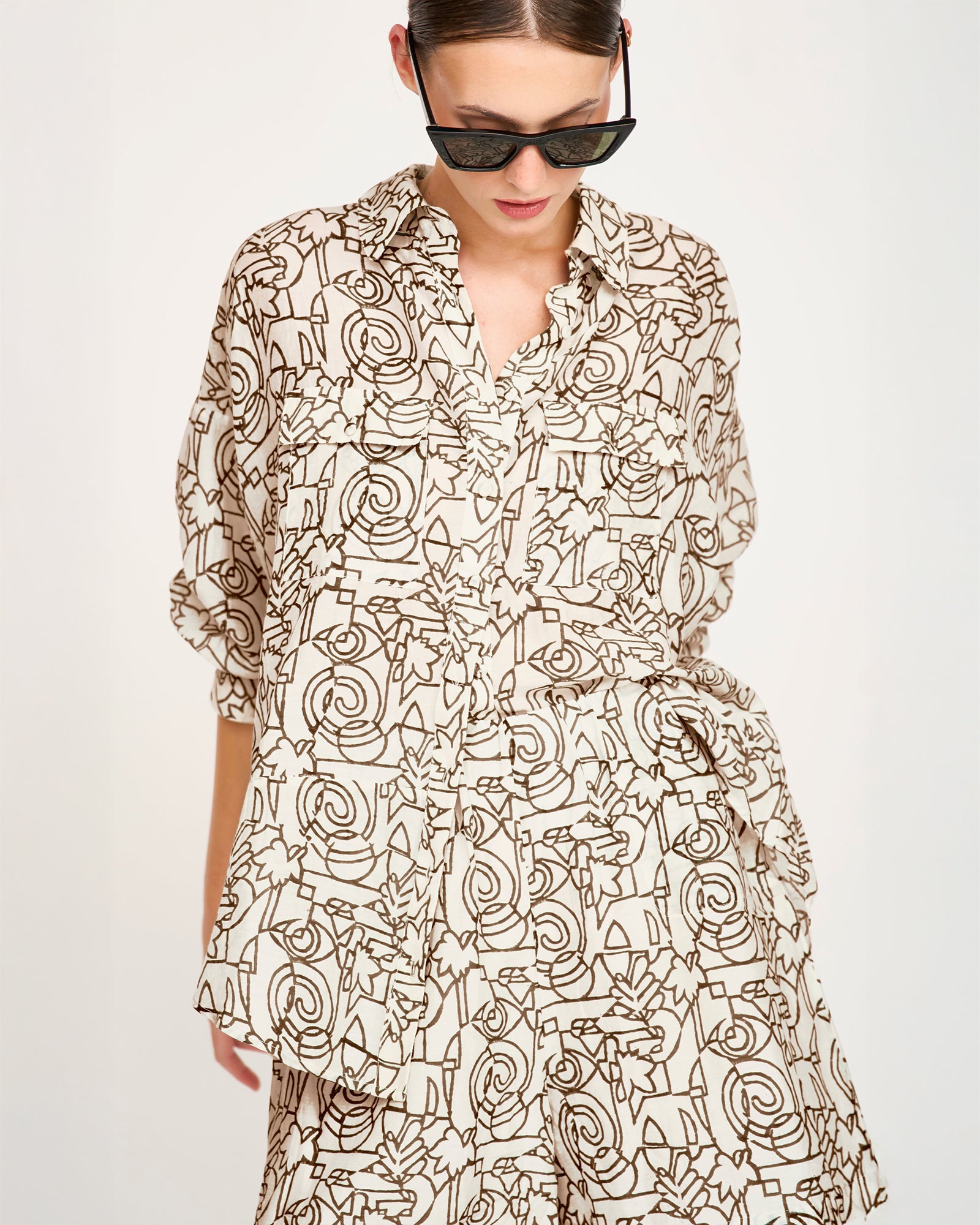 Mirth Kyoto Shirt in Chocolate Heka