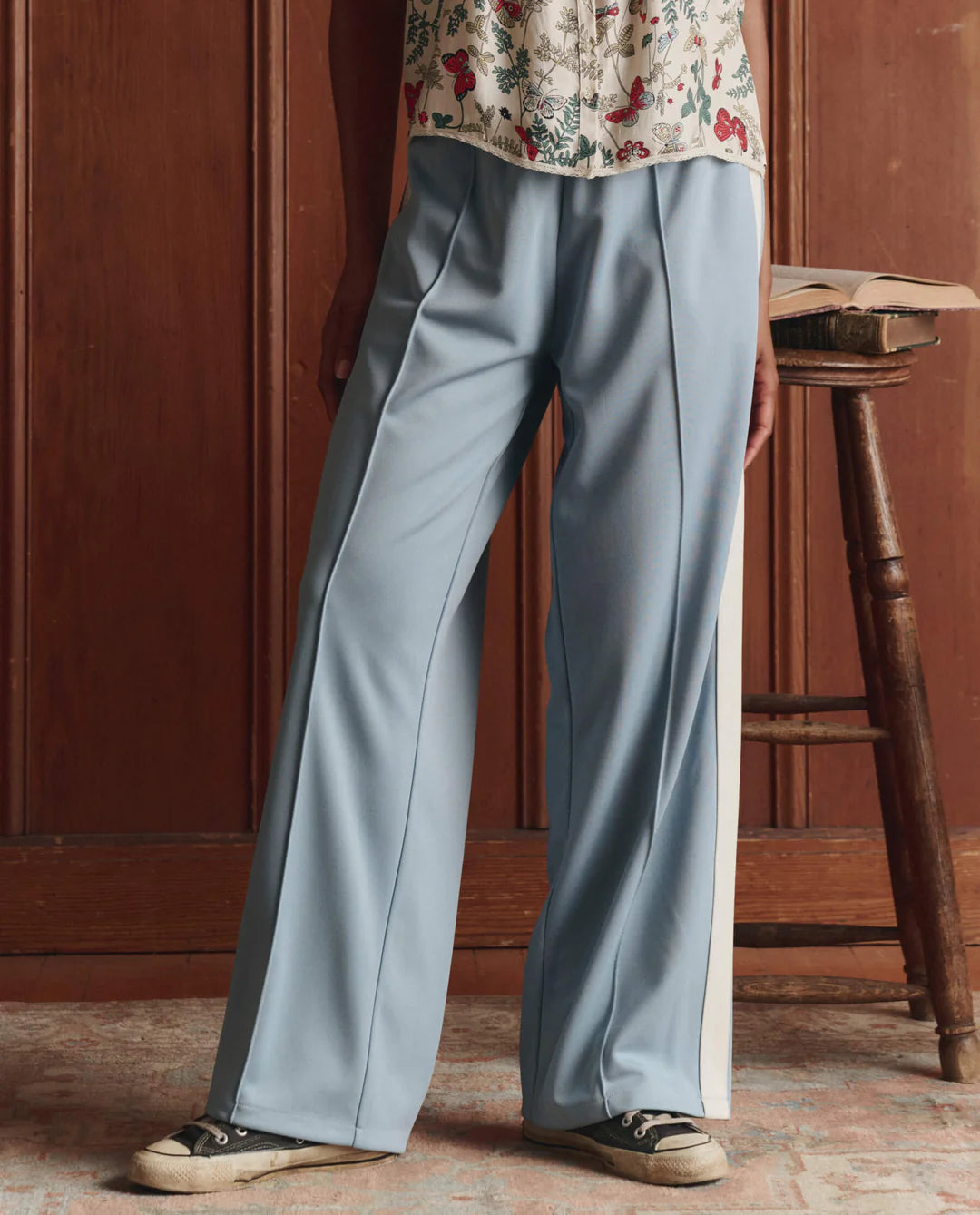 The Great. The Wide Leg Track Pant in Poppy Red or Robin Blue