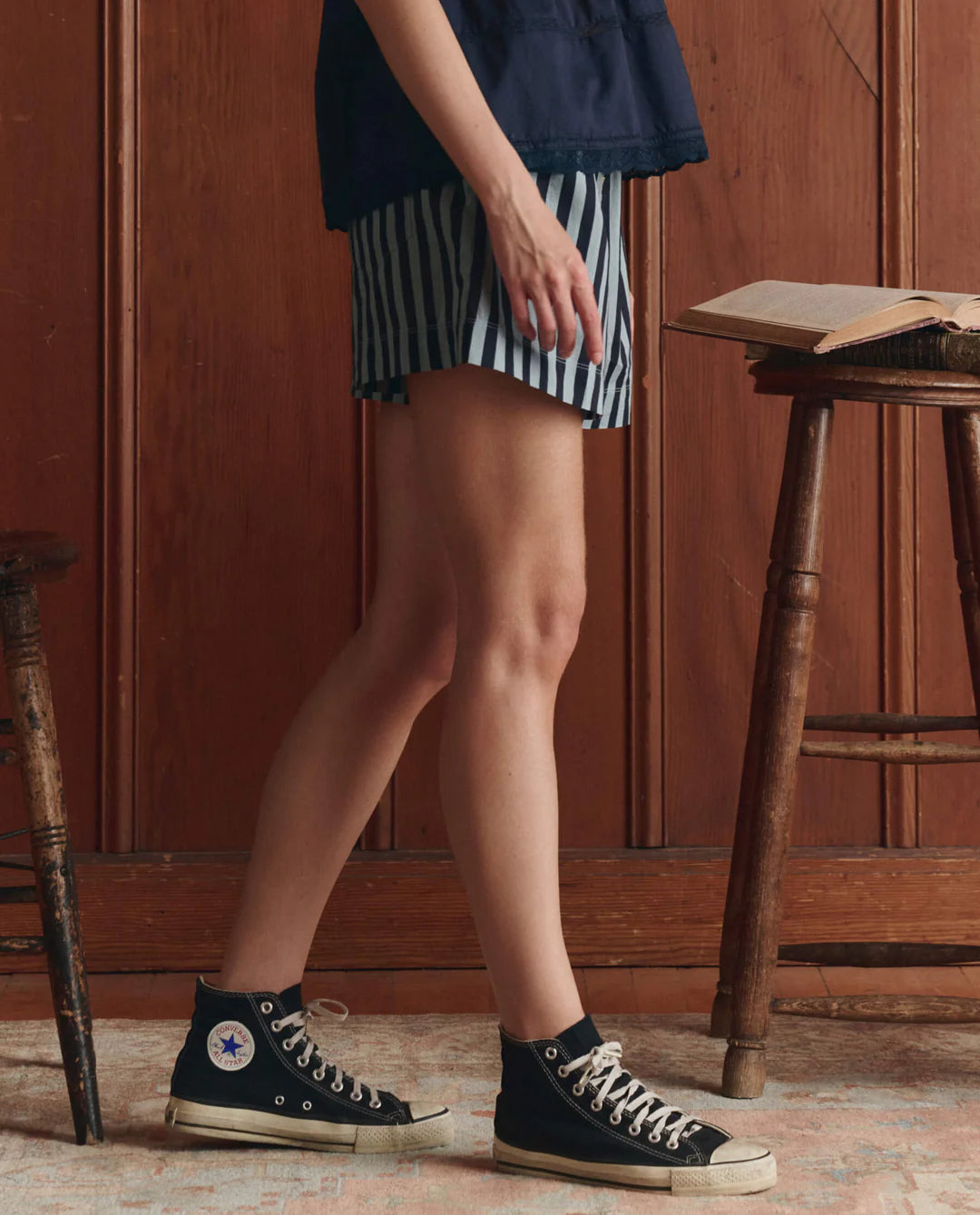 The Great. The Boxer Short in Blue Club Stripe