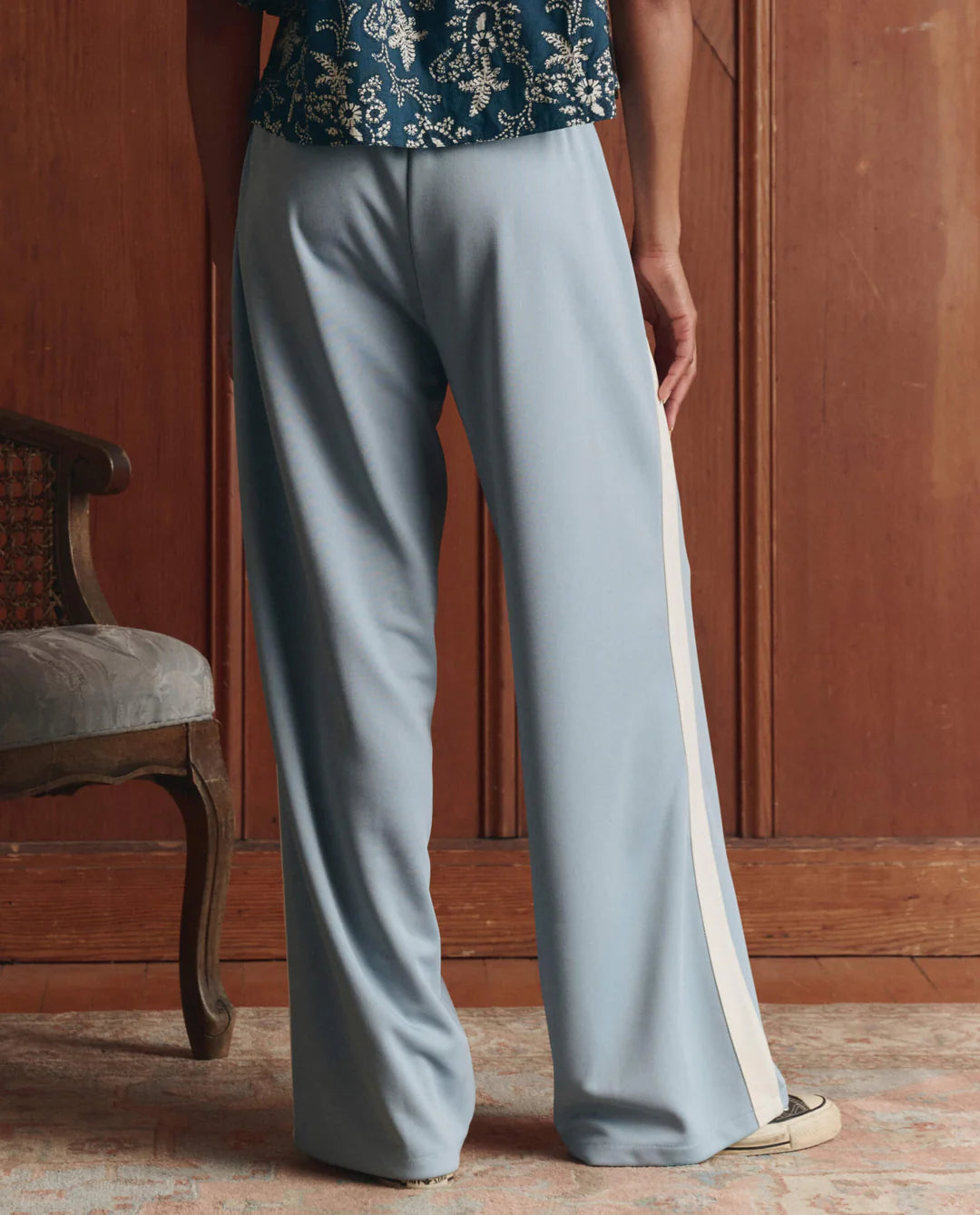 The Great. The Wide Leg Track Pant in Poppy Red or Robin Blue