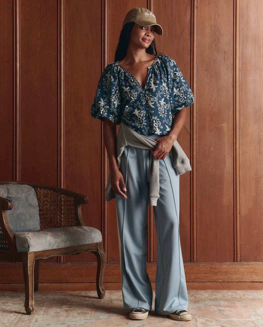 The Great. The Wide Leg Track Pant in Poppy Red or Robin Blue